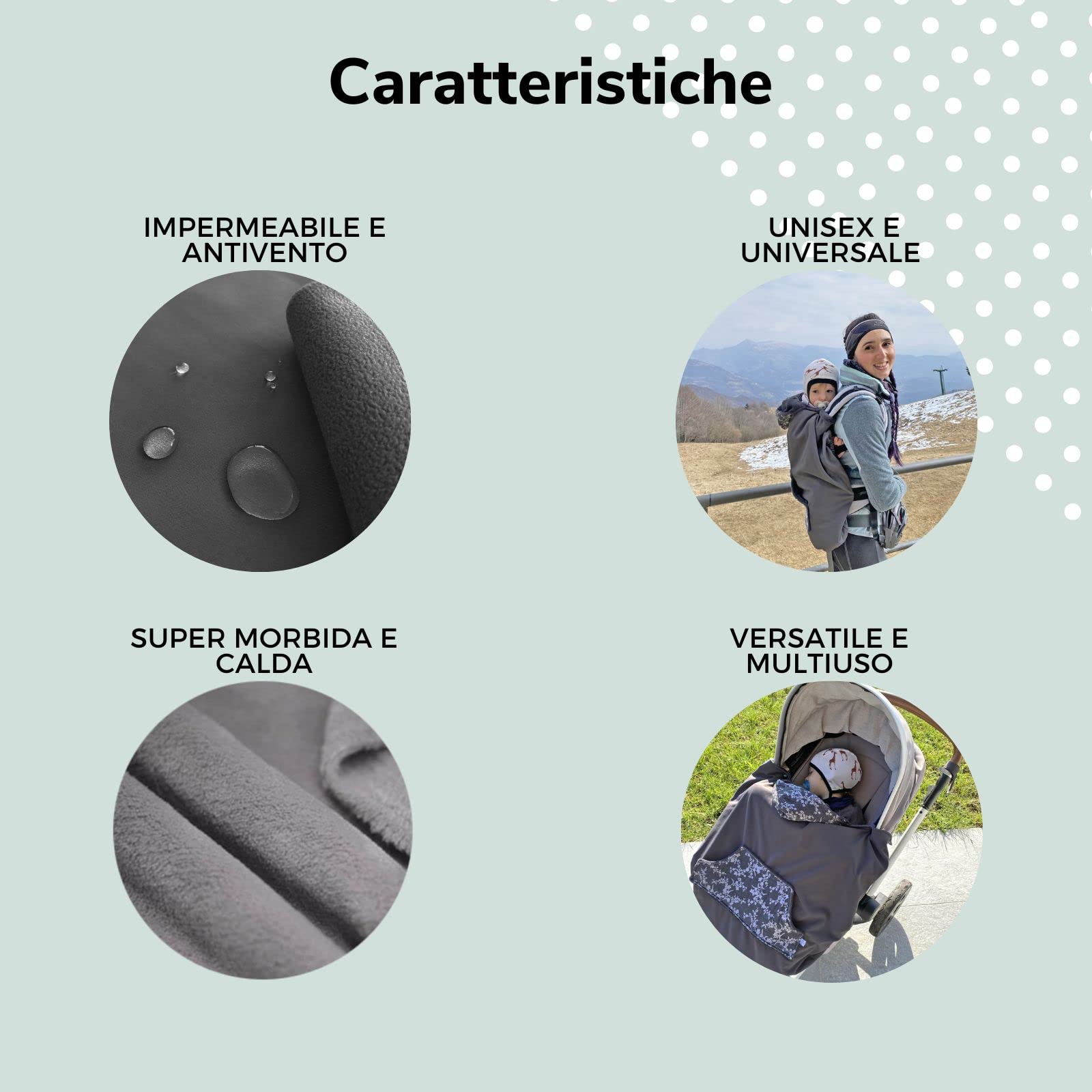 Cover babywearing autunno e inverno, cover per portare, copertura per marsupio impermeabile Baby monkey (Grigio Flora)