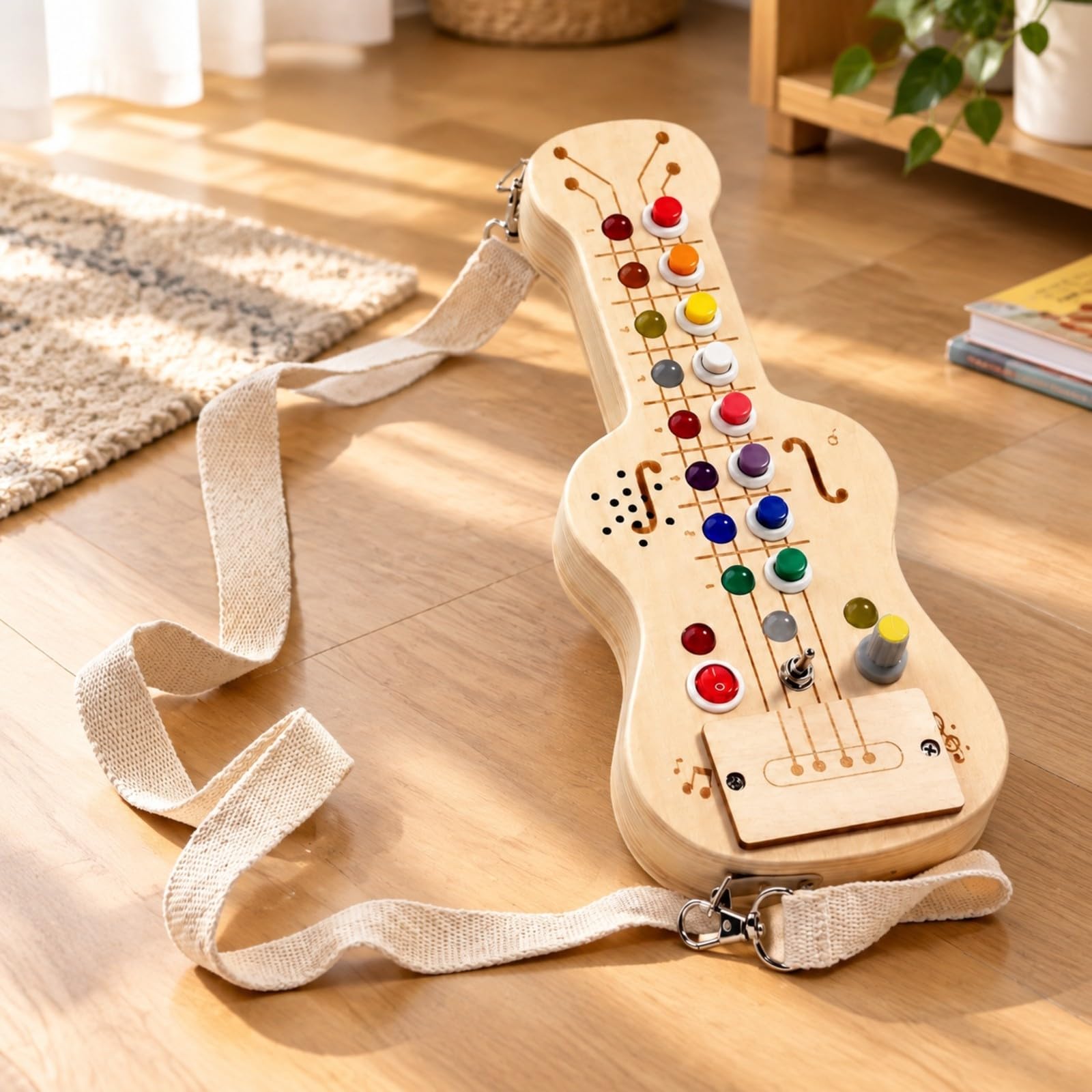 Chitarra Elettronica Portatile Chitarra Giocattolo con Effetti Luminosi e Acustici Creativo per Apprendimento Precoce, Giochi di Immaginazione