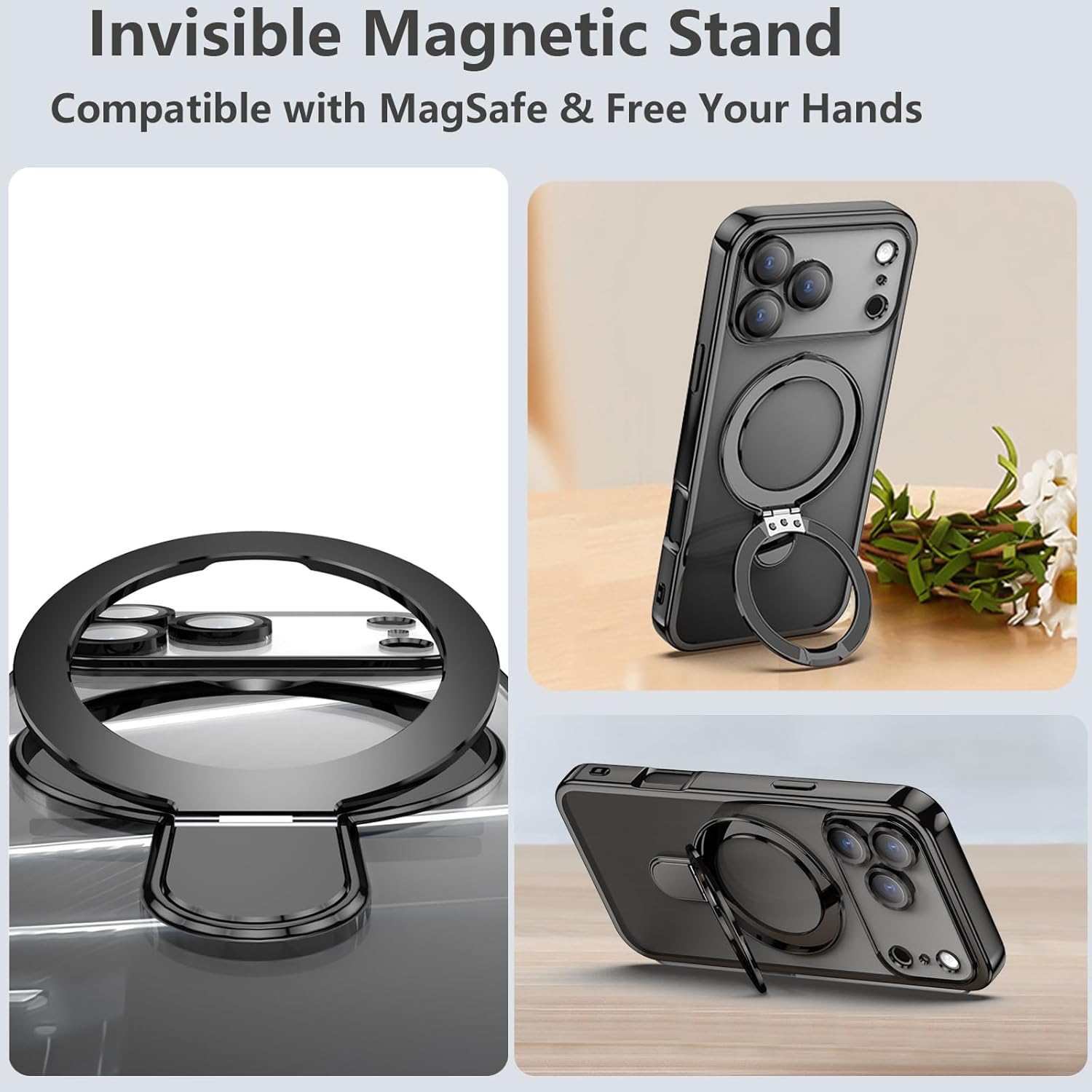 for iPhone 17 Pro Case Magnetic Stand,[Compatible with Magsafe] [Military Protection][Camera Lens Protector] Phone Case Cover for iPhone 17 Pro 6.3" - Deep Blue