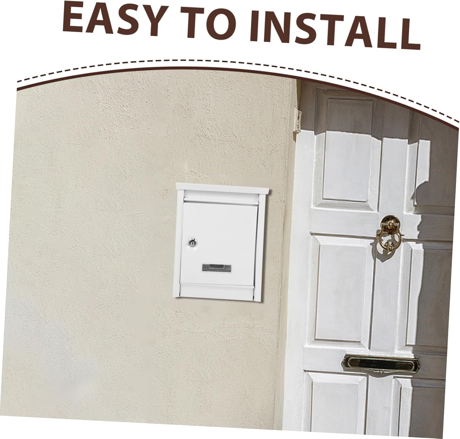 TEHAUX Villa Mailbox Lockable Metal Post Box Vintage Locking Mailbox for Outdoor Wall Mount Box