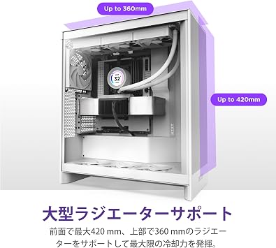 NZXT H7 Flow v2 White with 120mm Fans 3-Pack Mid Tower ATX Case CM-H72FW-01 CS9013