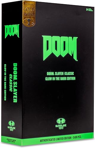 Miniatura 11 de McFarlane Toys - Doom Slayer Classic Glow in the Dark Edition, figura de acción de 7 pulgadas, etiqueta dorada, exclusiva de Tienda