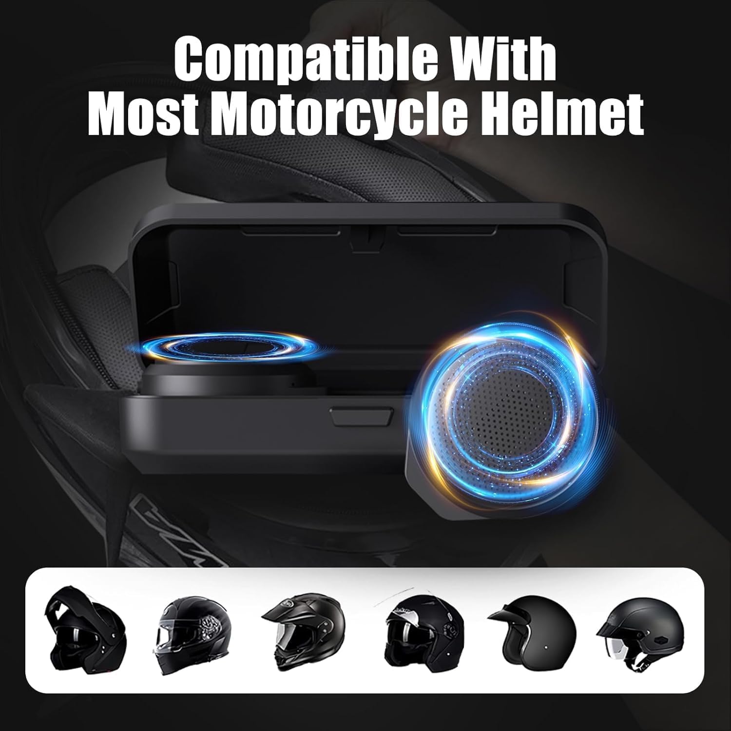 3T6B Motorcycle Bluetooth Headset with Charging Case, Helmet Bluetooth Speaker with Microphones & Remote Control, 1900mAh Battery, 50Hours Work Time, True Wireless Headsets for Riding and Skiing - Image 7