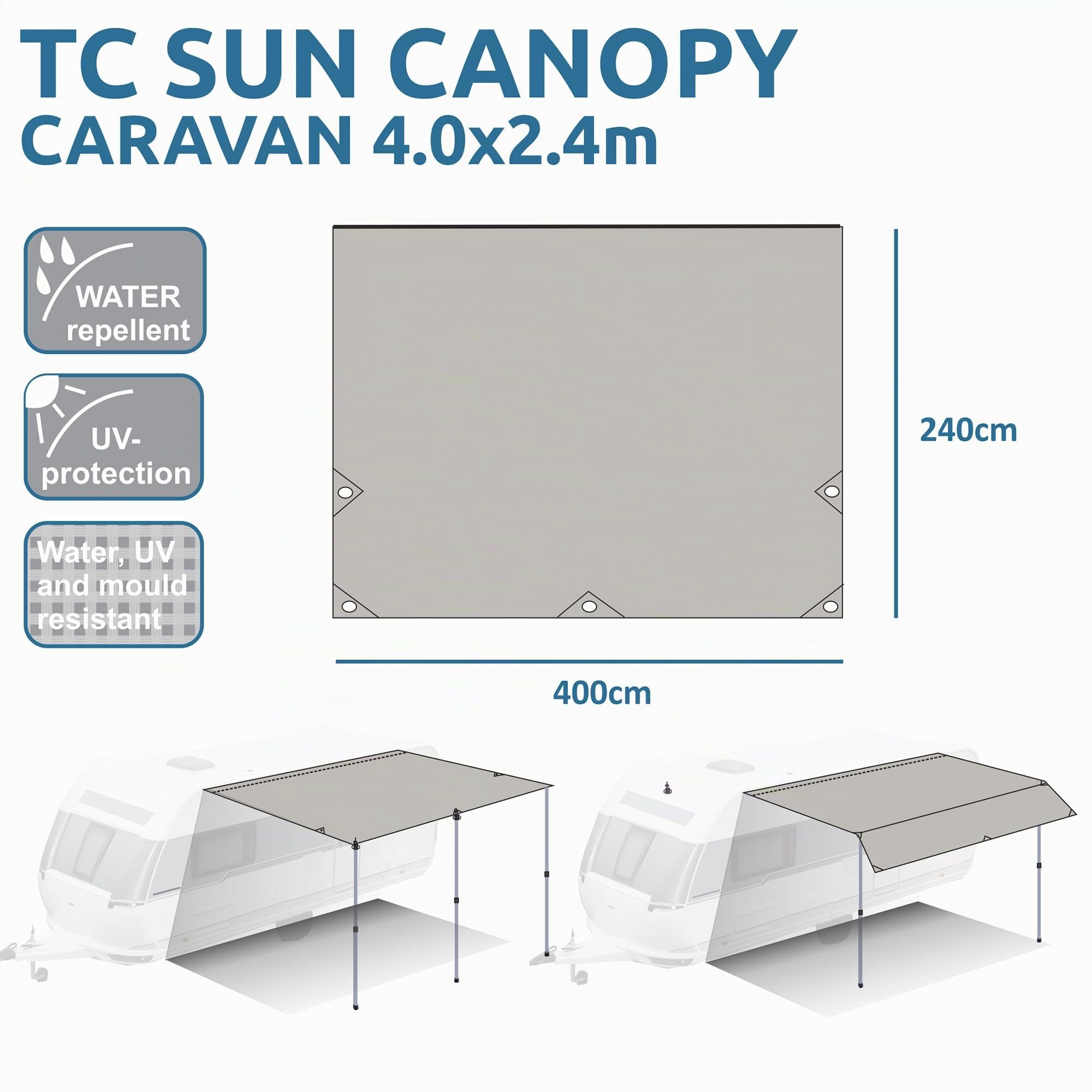 your GEAR Caravan Cotton Tarp TC 400 x 240 - Toldo para caravana (incluye barras, toldo de algodón)