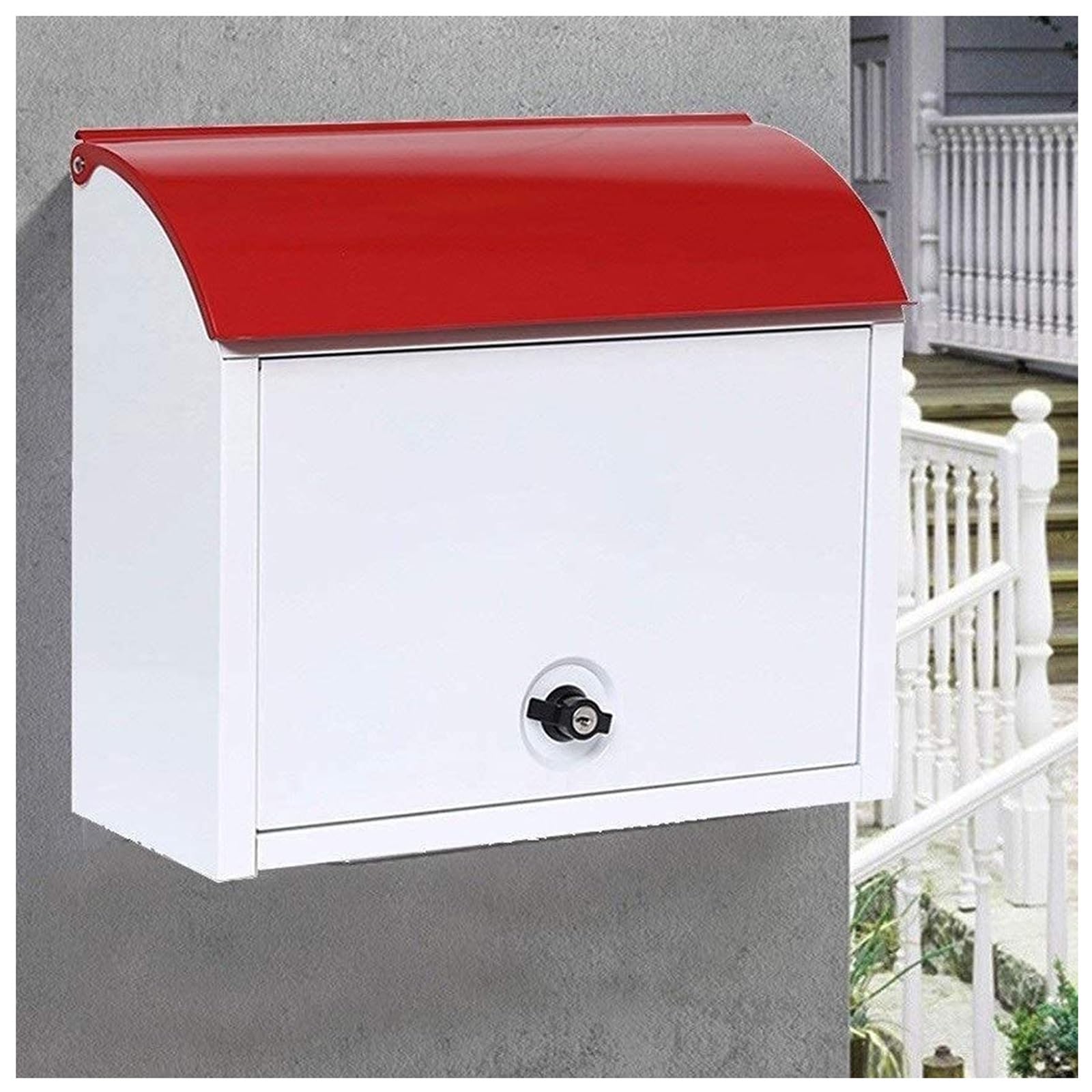 NQNFWCRJ Household Wall-Mounted Mailbox Semi-Circular House Flip-top Newspaper Boxes Outdoor with Lock Antitheft Rainproof Parcel Boxes