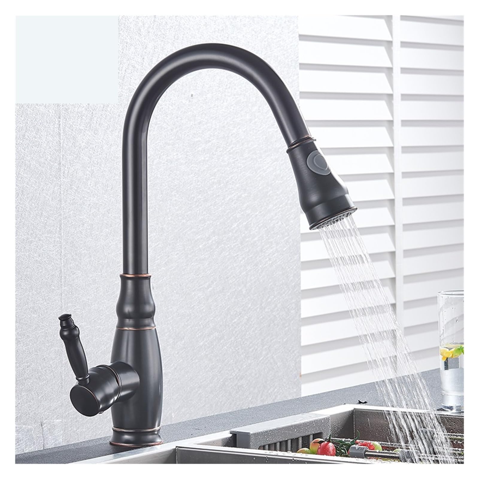 ZYCHSJXA Bronze Black Faucets Pull Out Sink Hot Cold Water Tap Crane for Kitchen 360 Rotation Mixer Tap(Polisehd Gold)