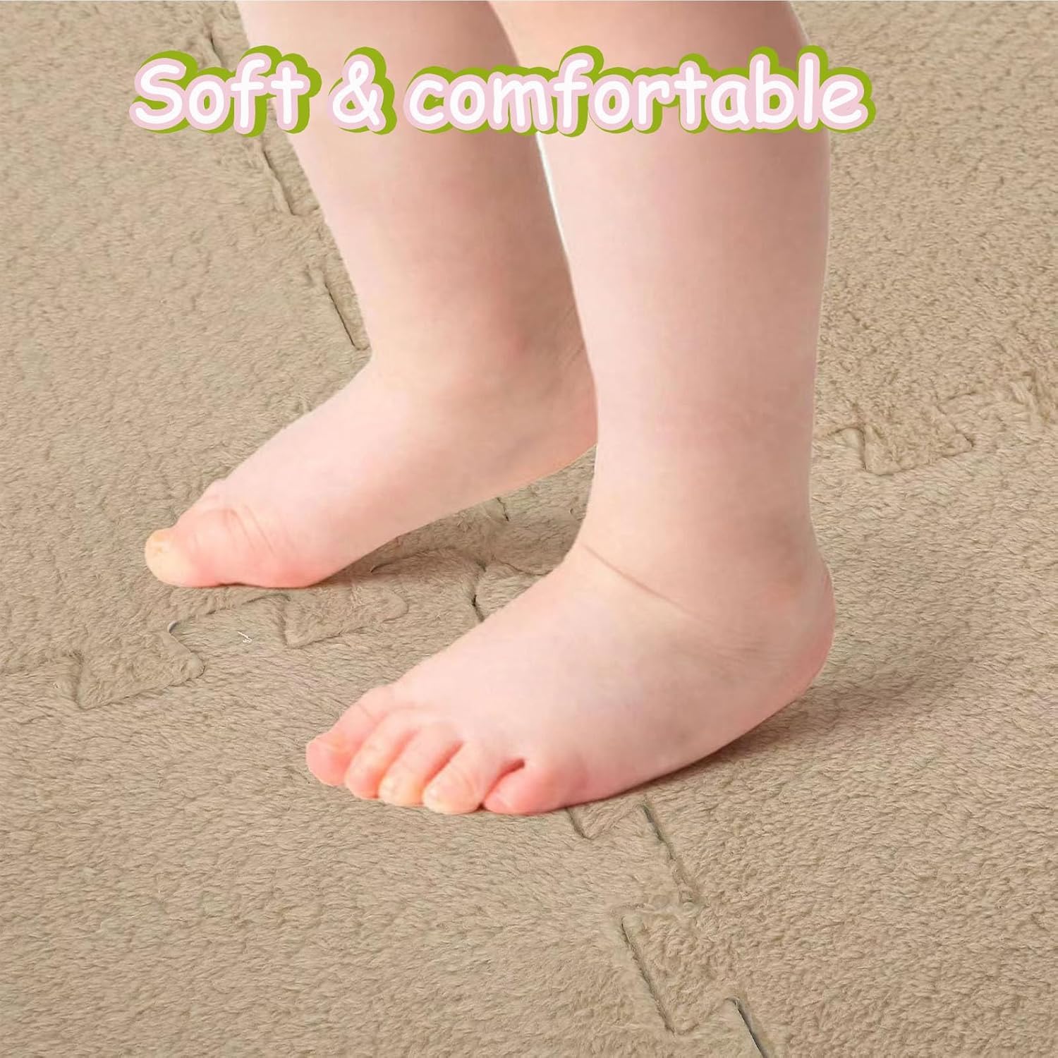 20 alfombras de Felpa entrelazadas de 30 cm cuadradas con Bordes, Alfombrillas de Espuma Suave de 0,4 Pulgadas de Grosor, Alfombrillas de Juego de baldosas esponjosas(Green+White)