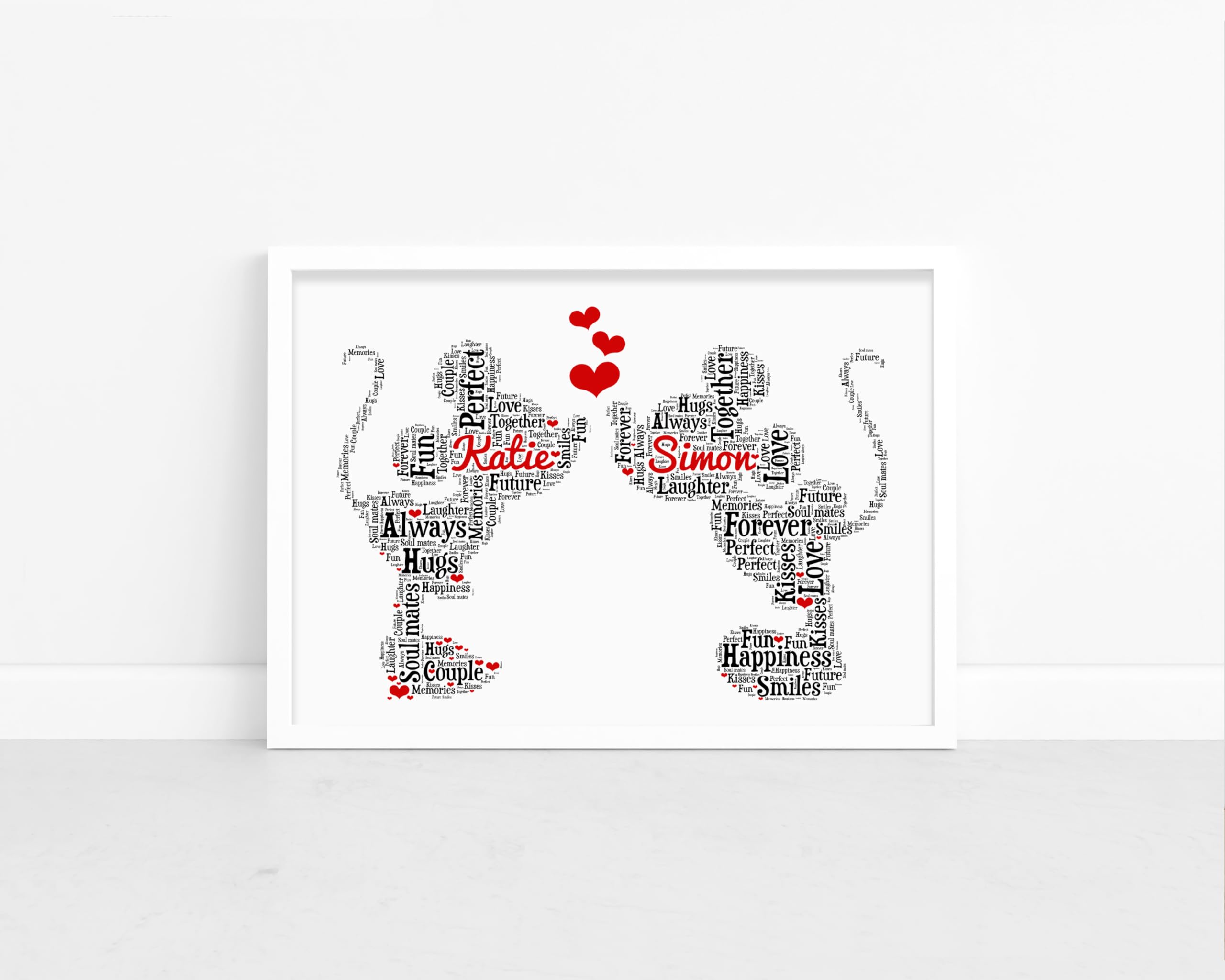 Personalised Minnie Mickey In Love Word Art Print - Anniversary, Wedding, Engagement, Valentines Gifts - A5, A4, A3 Prints & Framed