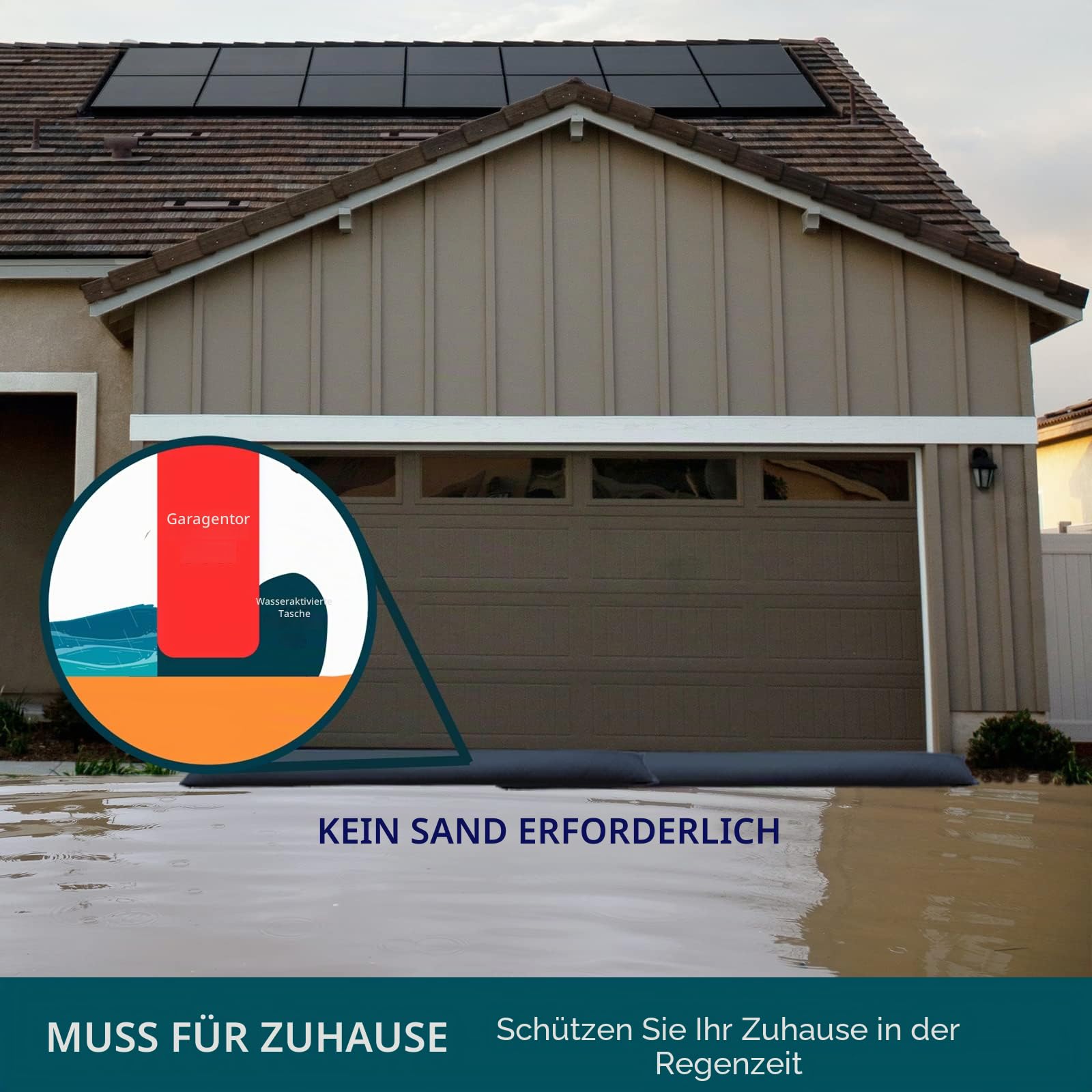Wasseraktivierte Flutbarrieren für Haustür, wiederverwendbar, saugfähig, für Garage und Keller, 150 cm, 4 Stück