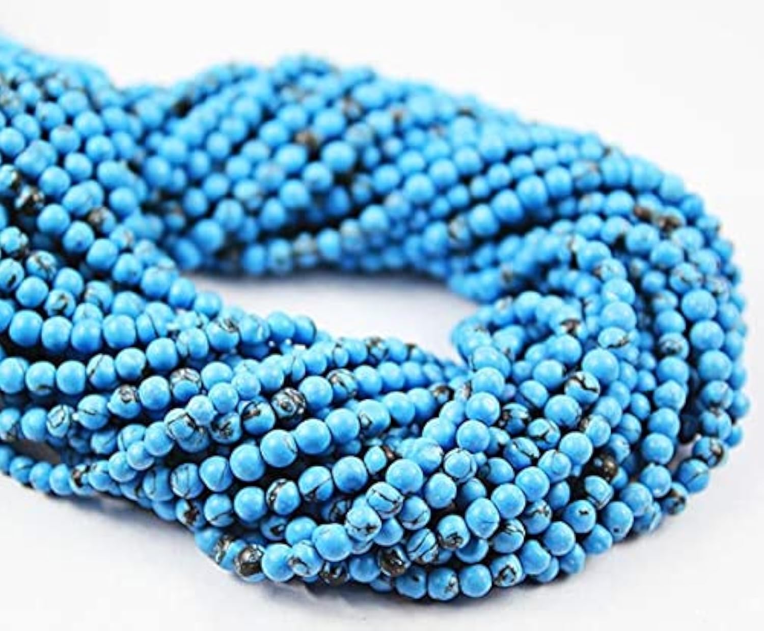 Perles Turquoise Howlite bleue 5mm LKBEADS fil de pierre ronde lisse pour DIY
