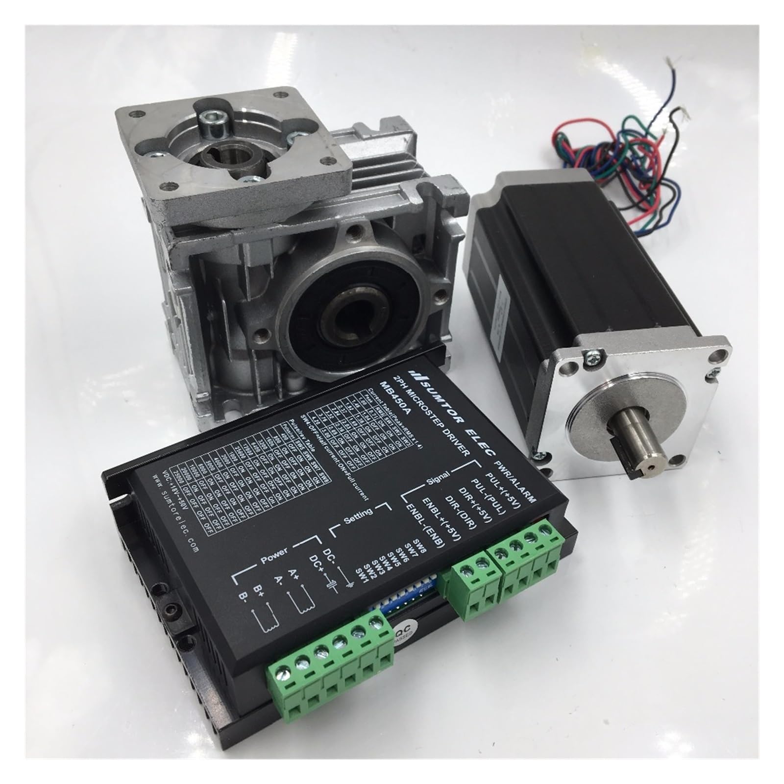 Nema23 silnik krokowy L56mm 50:1 przekładnia ślimakowa reduktor prędkości 2ph 55Nm 3A ze sterownikiem krokowym 24-50VDC zestaw CNC,Napęd elektryczny