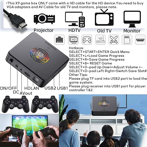 Miniatura 5 de Consola de juegos retro X9 TV salida HD Plug and Play Consola de juegos de videojuegos, sistema emulador clásico preinstalado Super Game Box 2