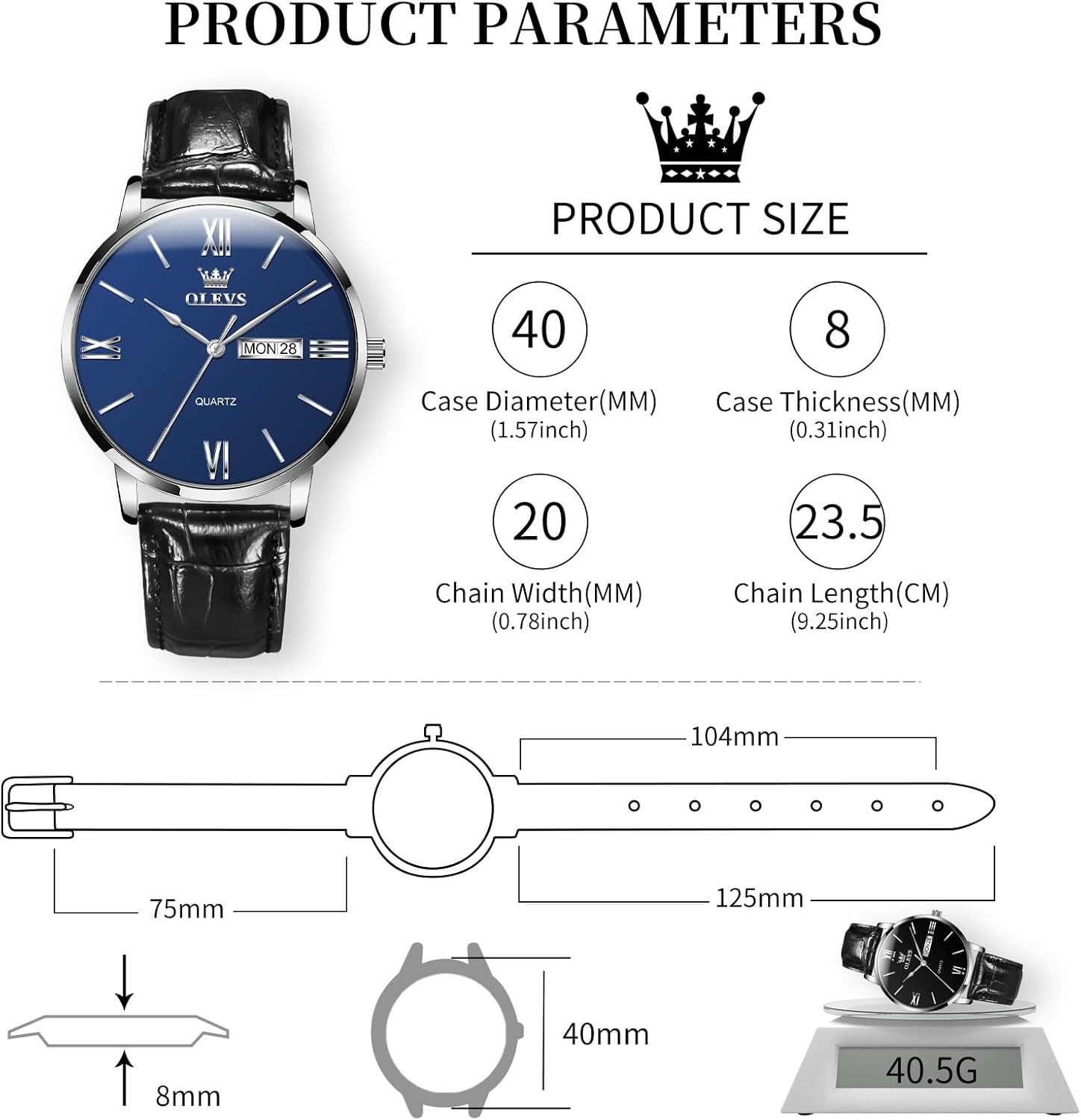 OLEVS Men’s Watches Waterproof Dress Minimalist Analog Quartz Stainless Steel Casual Men’s Wrist Watch with Day Date, Classic Luxury Elegant Roman Numerals Dial Big Face Relojes para Hombres - Image 6