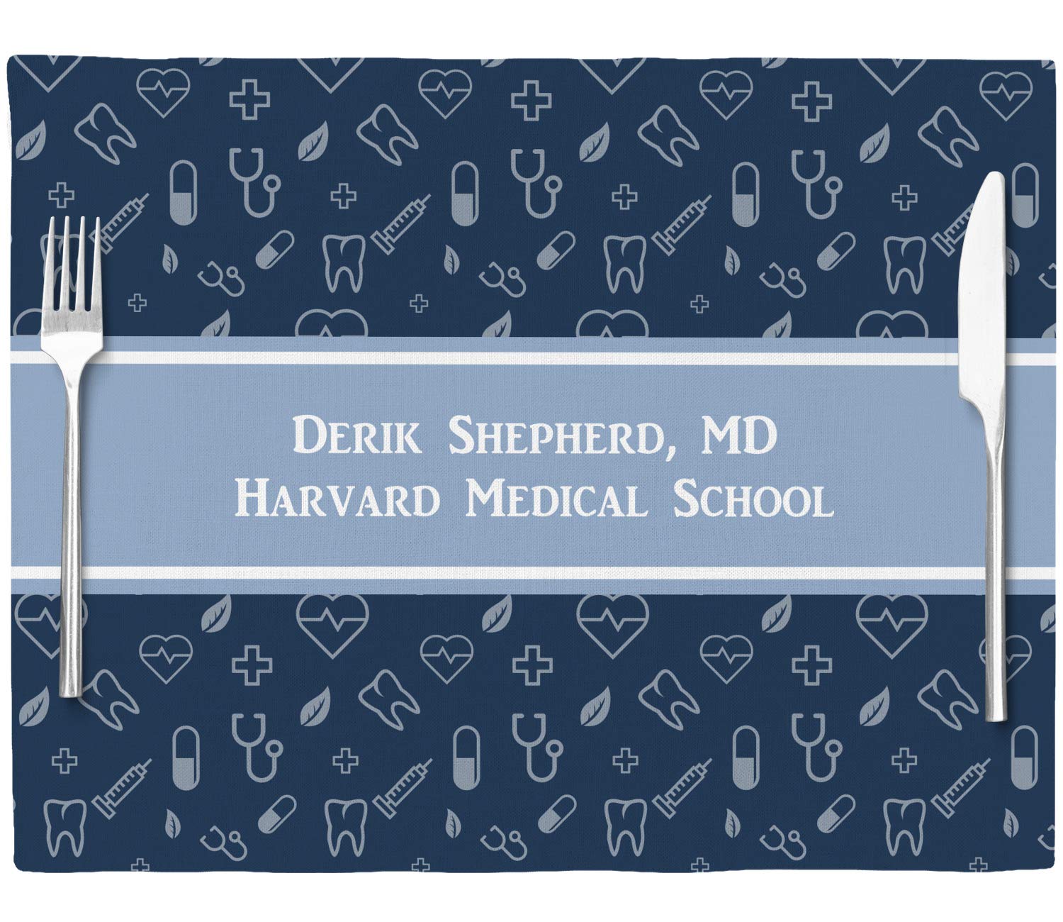 Personalized Medical Doctor Woven Fabric Placemat - Twill w/Name or Text