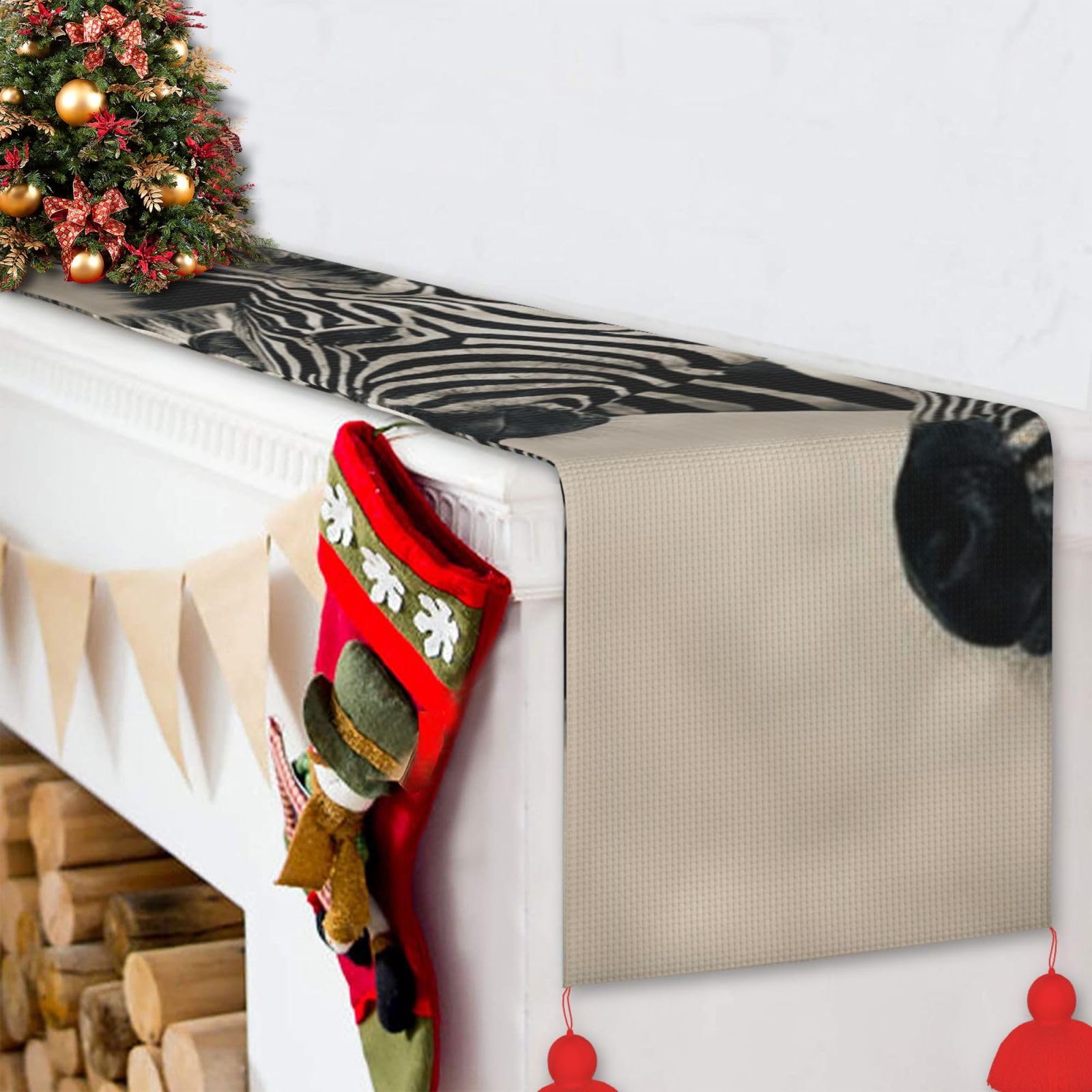 Runner Da Tavola Stampa Animalier 33x91 Cm | Vintage Safari Con Leopardo E Zebra | Finto Lino Per Cucina E Sala Da Pranzo | Tovaglietta Americana Per Feste E Picnic