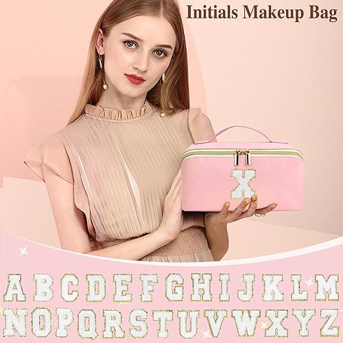 Miniatura 10 de Bolsa de maquillaje con iniciales personalizadas para mujer, Blanco, Small (3