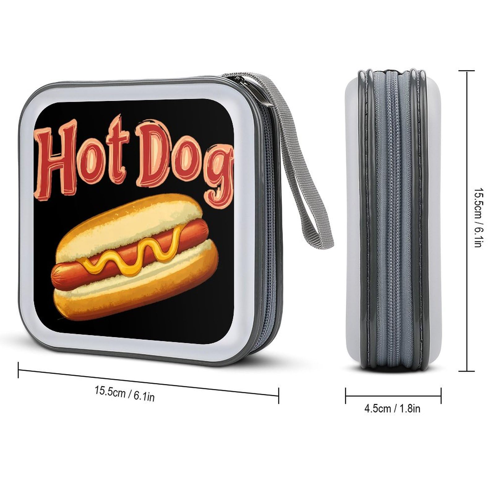 Hot Dog Shop CD Case Plastic DVD Case Holder Wallet Disc Storage Organizer for Car Travel