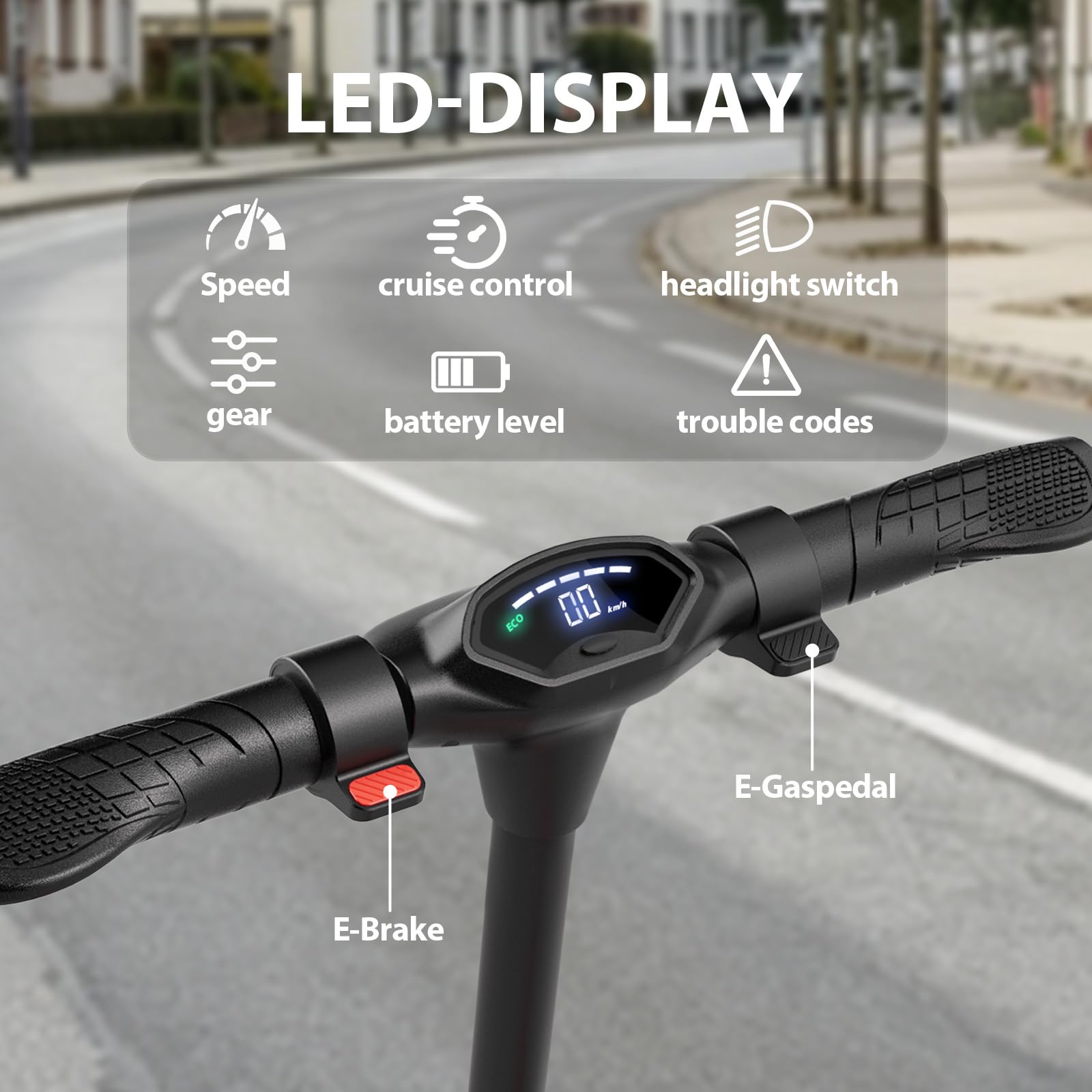 Trottinette Electrique Enfant, pour Enfants 8-16, 200W, Réglable en Hauteur, Max 20 km/h, Double Frein, Amortisseur Avant, Lumières LED Colorées, Affichage LED, Pliable et Légère.