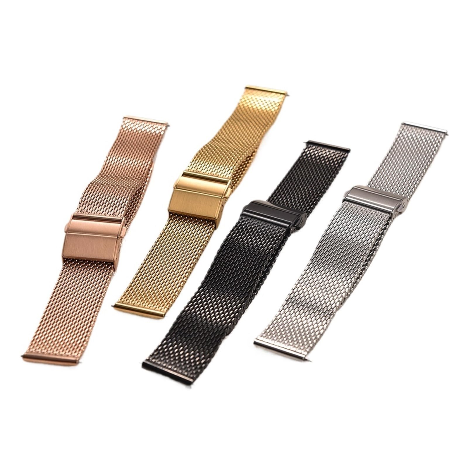 XILILHC Braccialetti Con Fibbia Pieghevole In Metallo Cinturino In Acciaio Inossidabile In Maglia Milanese A Sgancio Rapido 18mm 20mm 22mm