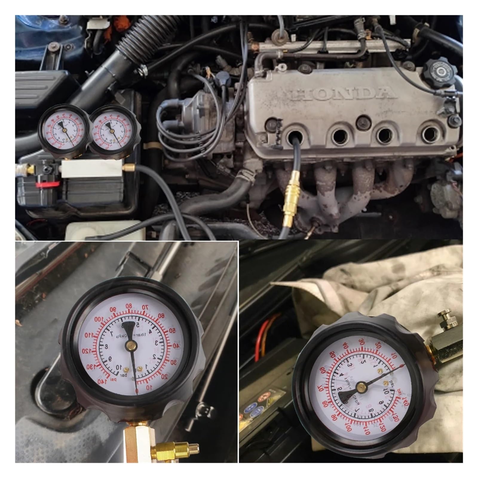 0~140psi 10bar Zestaw Testowy Samochodu Auto Narzędzia Diagnostyczne Miernik Ciśnienia Paliwa Akcesoria Samochodowe Do Tester Pompy Wtryskowej Precyzyjne Monitorowanie