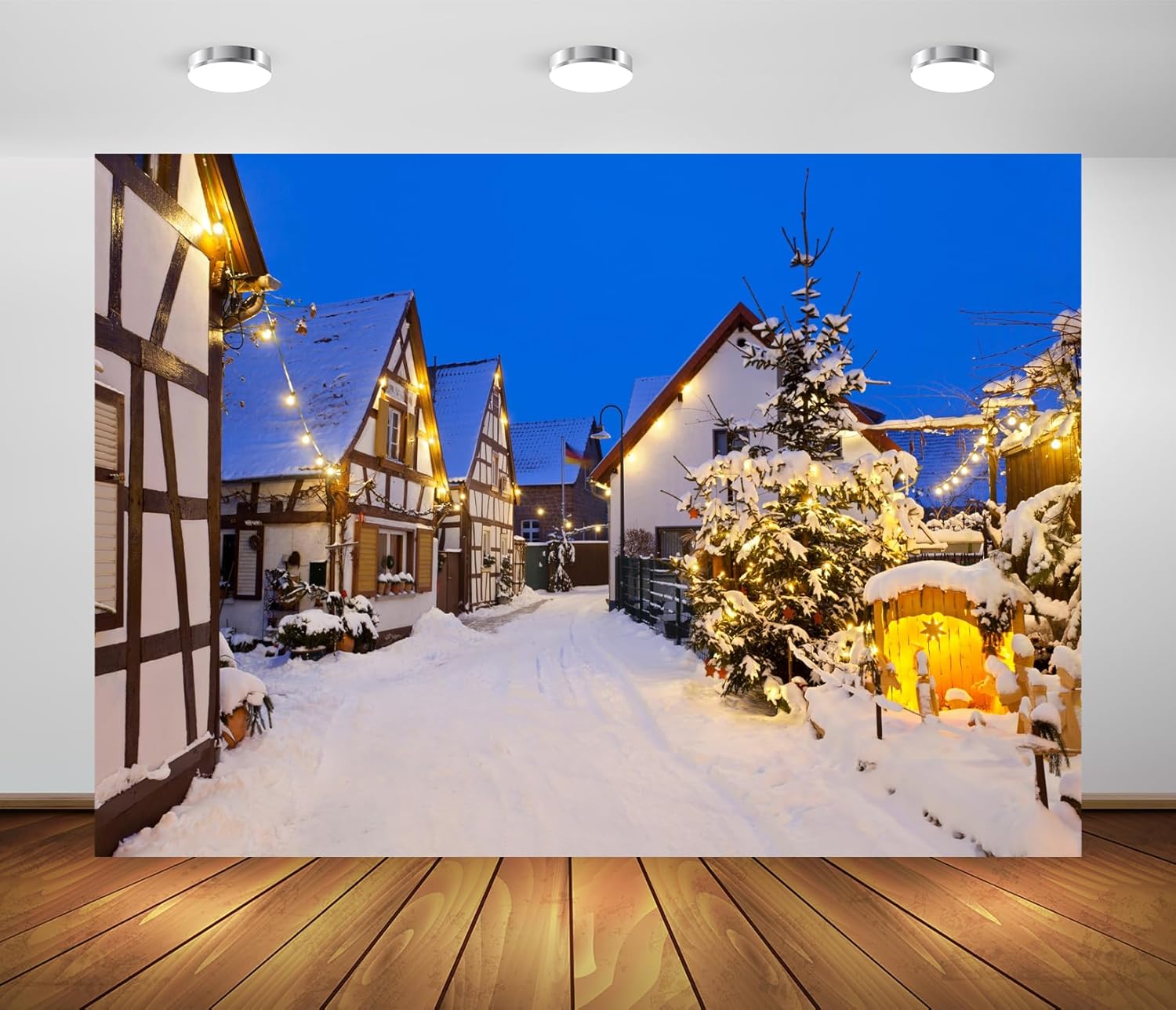 Amazon.com : BELECO 20x10ft Fabric German Winter Backdrop Snowy Street ...