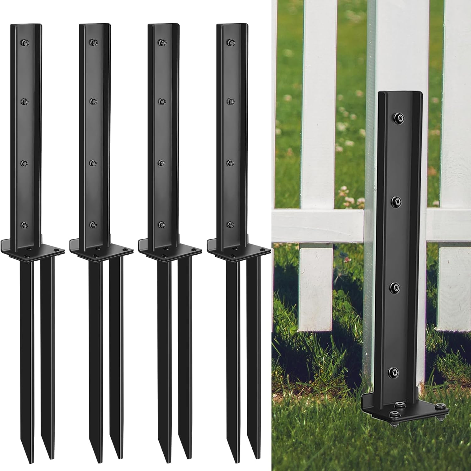 Amazon.com : QNLONG Fence Post Repair Kit Heavy Duty Steel, double-leg ...