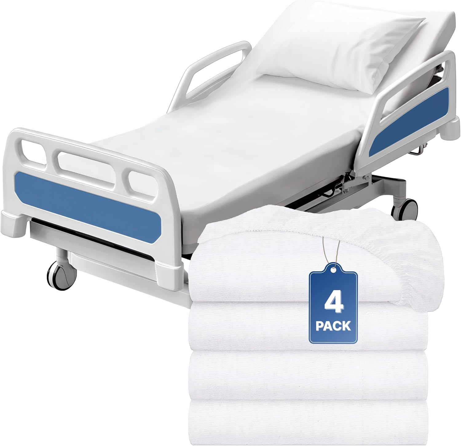 3 Piece Hospital Bed Sheet Set, Soft Jersey Knitted T-Shirt Quality, 1 Flat, 1 Fitted, 1 Pillowcase