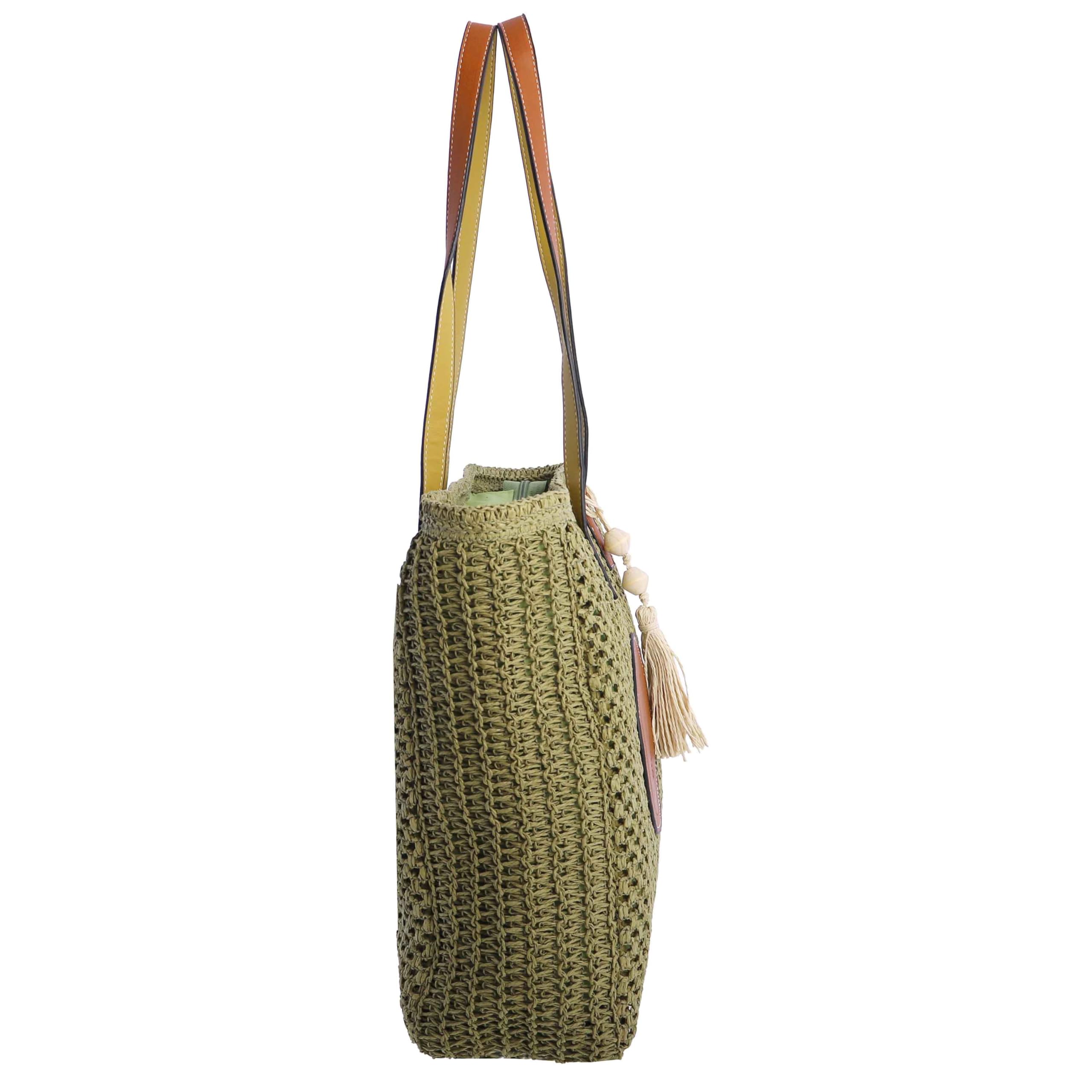 AMICHI - Bolso shopper mujer - Bolso mujer de rafia diseño artesanal para verano, Fuerteventura