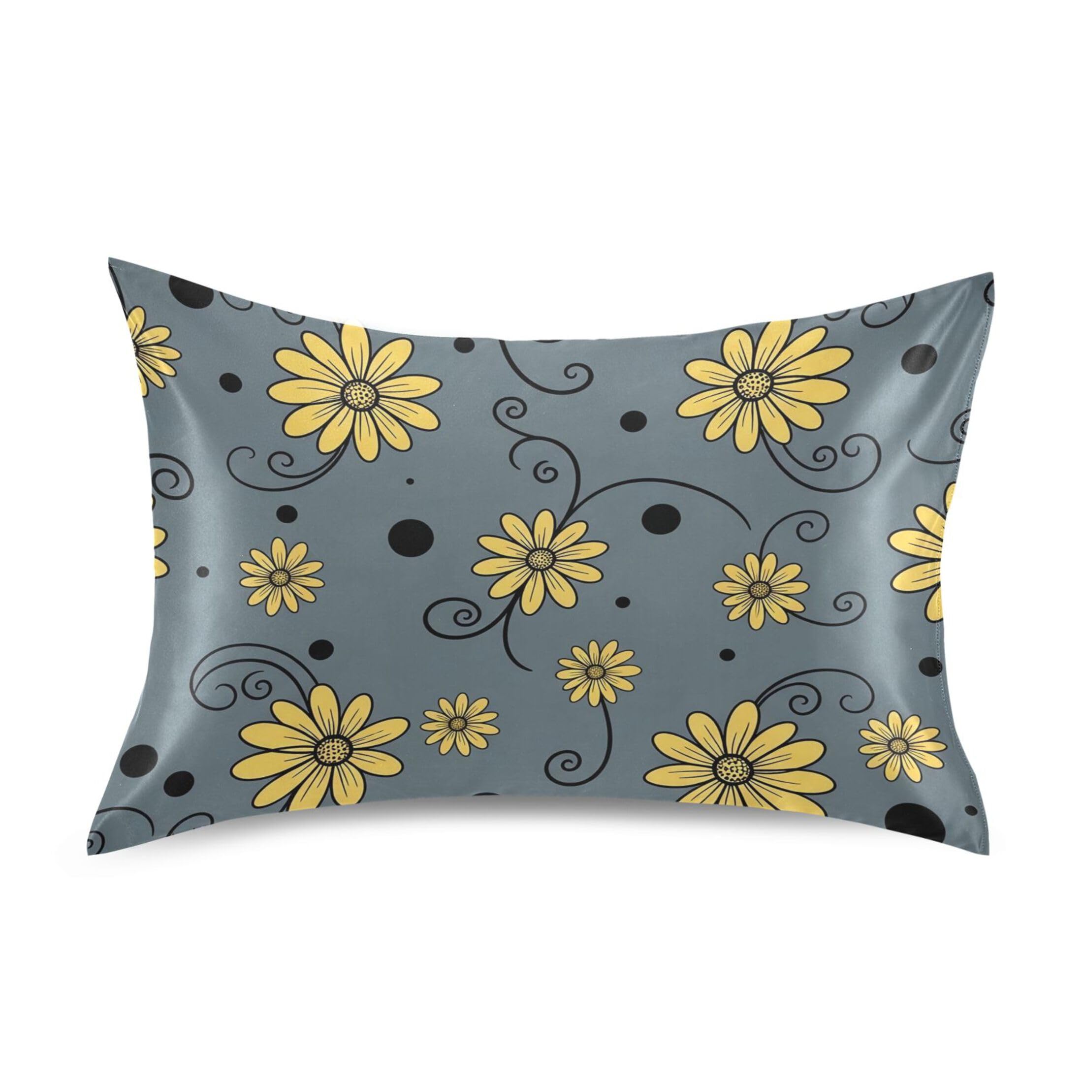Fuauuyl Pillowcase Standard Size 20x26 in, Flowers Soft Breathable Satin Pillow Case for Hair and Skin with Envelope Closure Wrinkle-Free