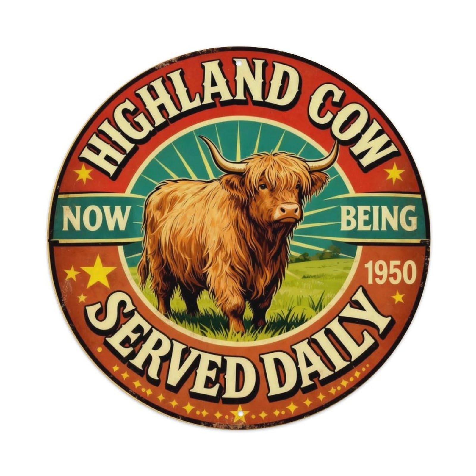Highland Cow Farm Sign Metal Tin Sign Plaque