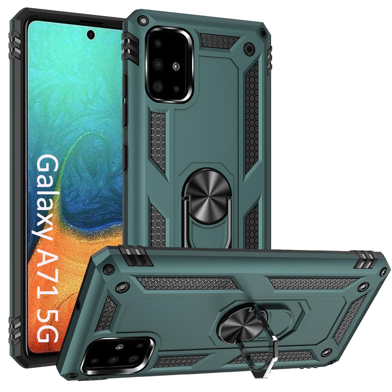 ADDIT Phone Case for Samsung Galaxy A71 5G [ Military Grade ] Shock-Absorption Bumper Cover Samsung Galaxy A71 5G Anti-Scratch Case with Ring Car Mount Kickstand for Samsung Galaxy A71 5G - Teal