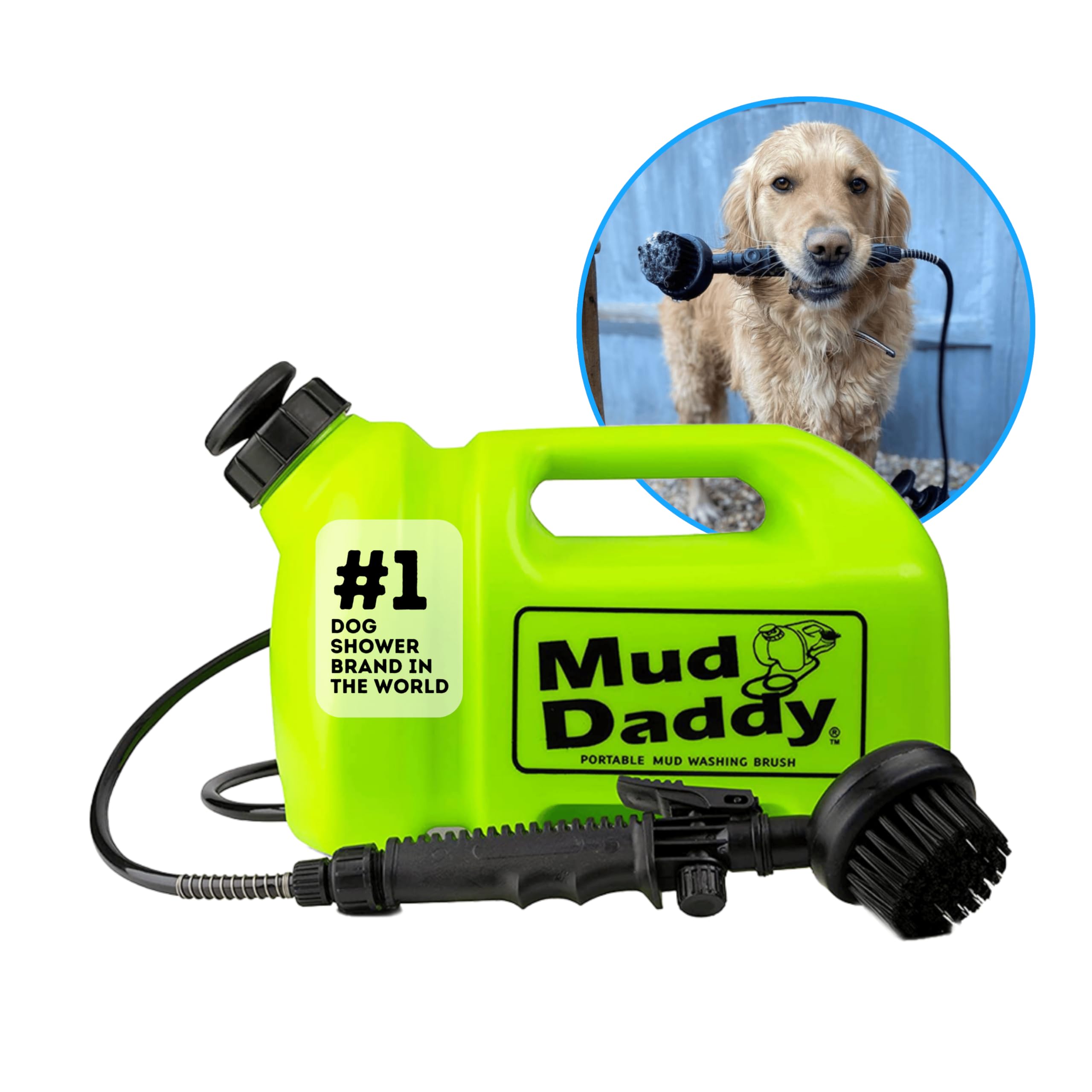 Mud Daddy – Portable Pet Washer, Multipurpose Washing Device, Muddy Walks, Pet Cleaning, Grooming Perfect for Dogs, Horses, Bikes, Shoes, Camping and More – 5 Litre – Green