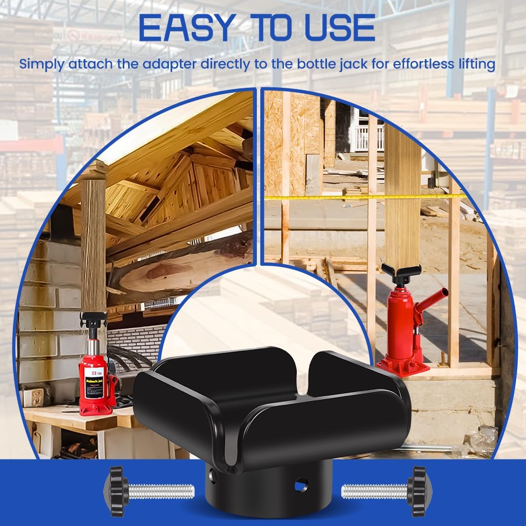 Bottle Jack to Post Adaptor with Centering Pin, Steel Bridge Jack Stand Adaptor for 4x4 Wood Beams, Compatible with Most Bottle Jacks, Jack Accessories for Wood Beams to Prevent Splitting