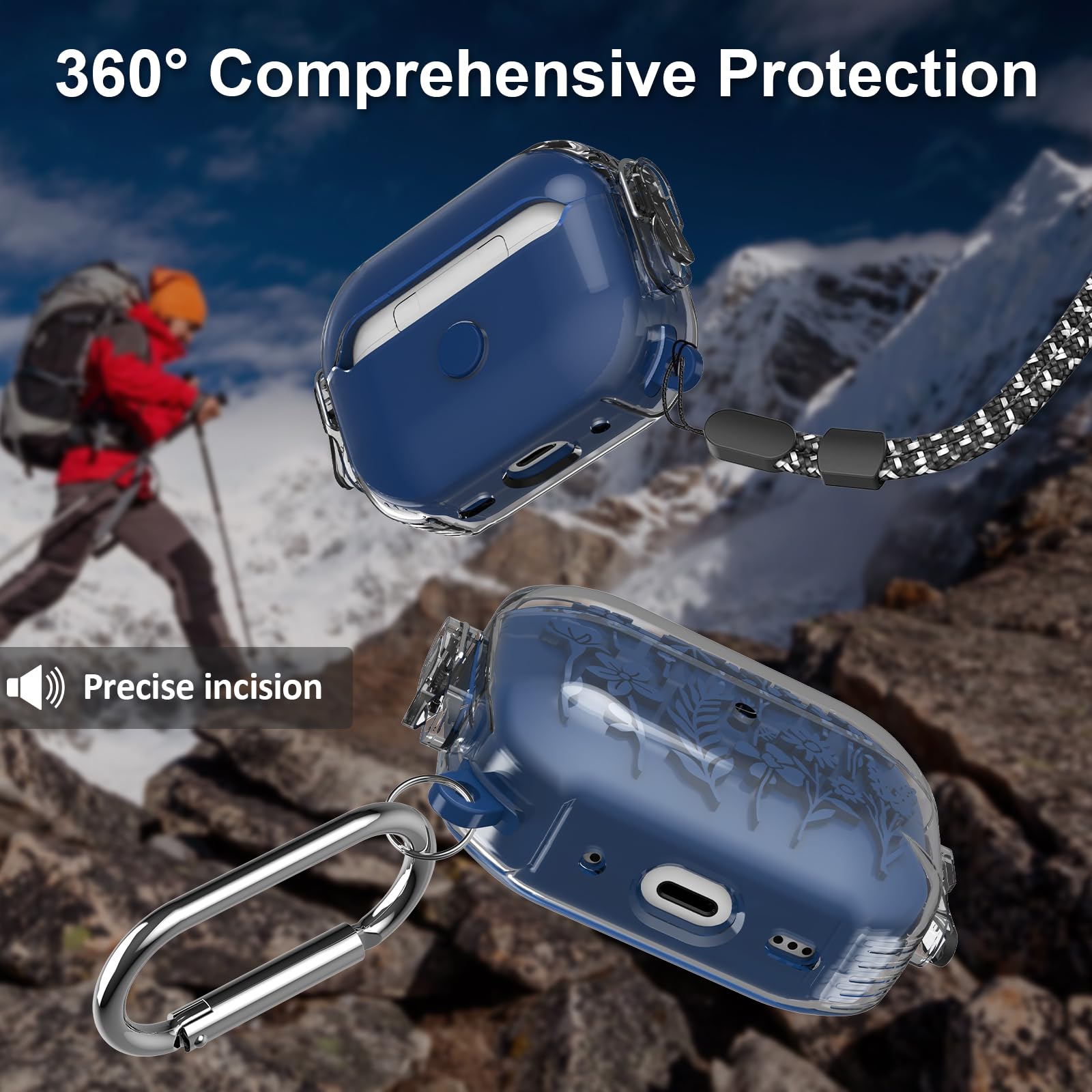 Amazon | 【2つの安全なロック】AirPods Pro 第2世代/第1世代用花柄