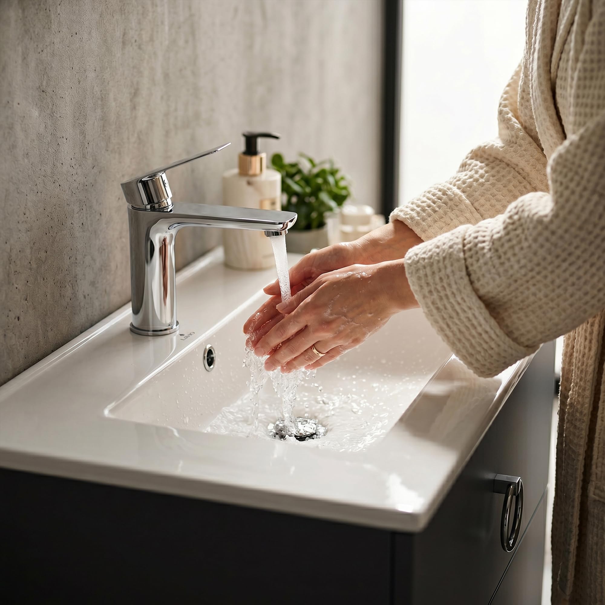 AKORD Lavabo de Cerámica Encastrable NORDIS para Mueble de Baño Rectangular, 61 x 46,5 cm, Blanco brillante
