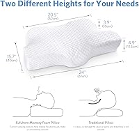 Vista 5 de Almohadas cervicales de espuma viscoelástica, almohada cervical para aliviar el dolor de cuello y hombros, almohada ortopédica ergonómica ajustable