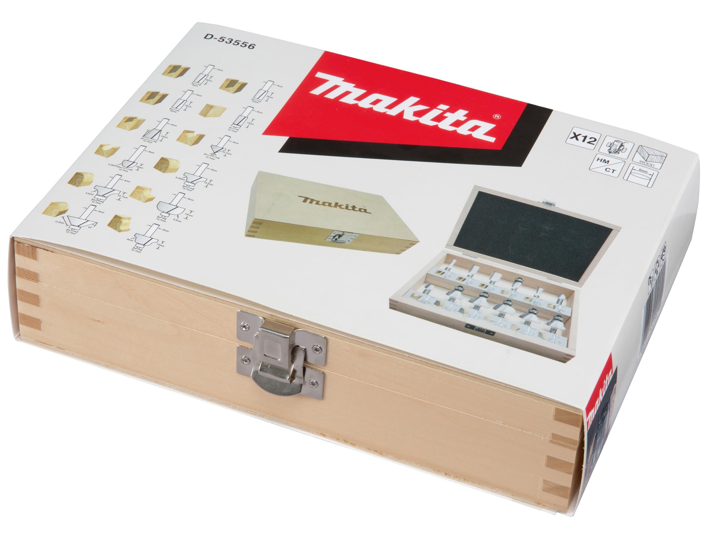 Makita D-53556 Set di frese, 8 mm, 12 pezzi