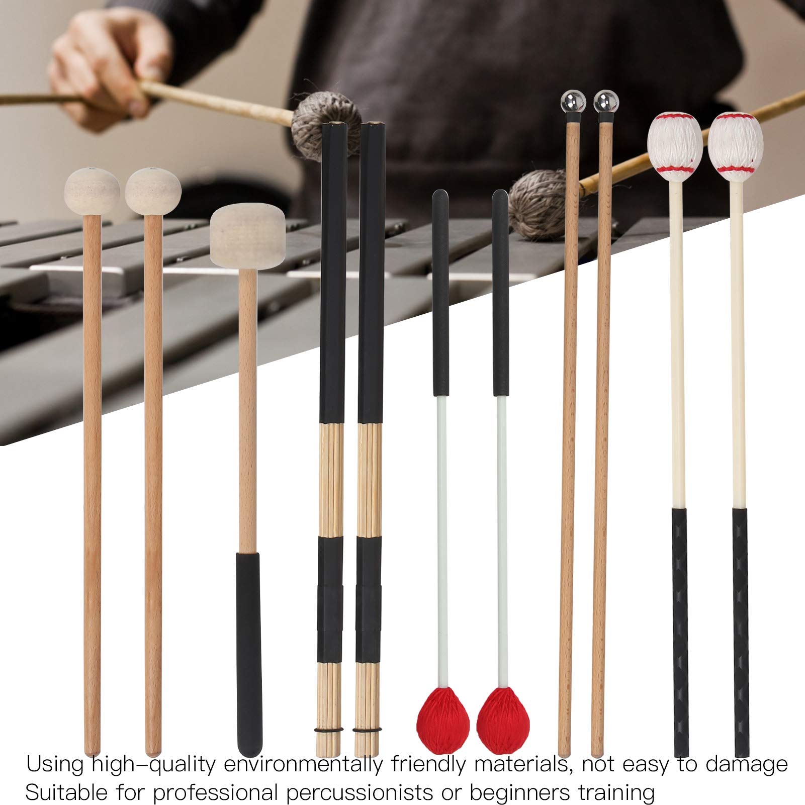 Set di 11 Bacchette per Batteria in Legno, Classiche per Rullante con Borsa da Trasporto e Accessori per Strumenti Musicali