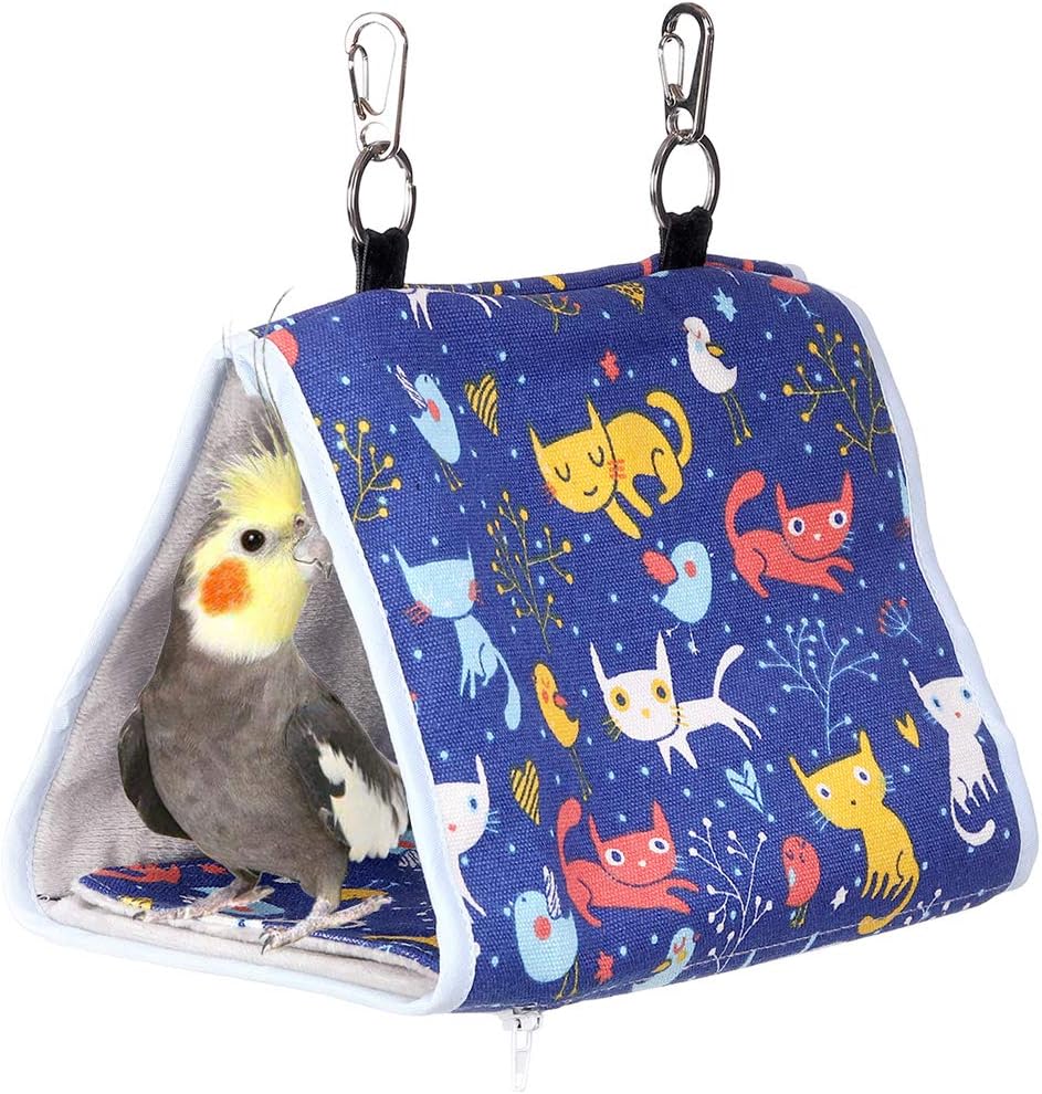 KINTOR Bird Nest Snuggle Hut,Parrot Habitat Cave Hanging Tent for Small Medium Parrots Budgies Eclectus Parakeet Cockatiels Lovebird African Grey (Blue Cat, S-8.6x5.1x5.4) : Pet Supplies