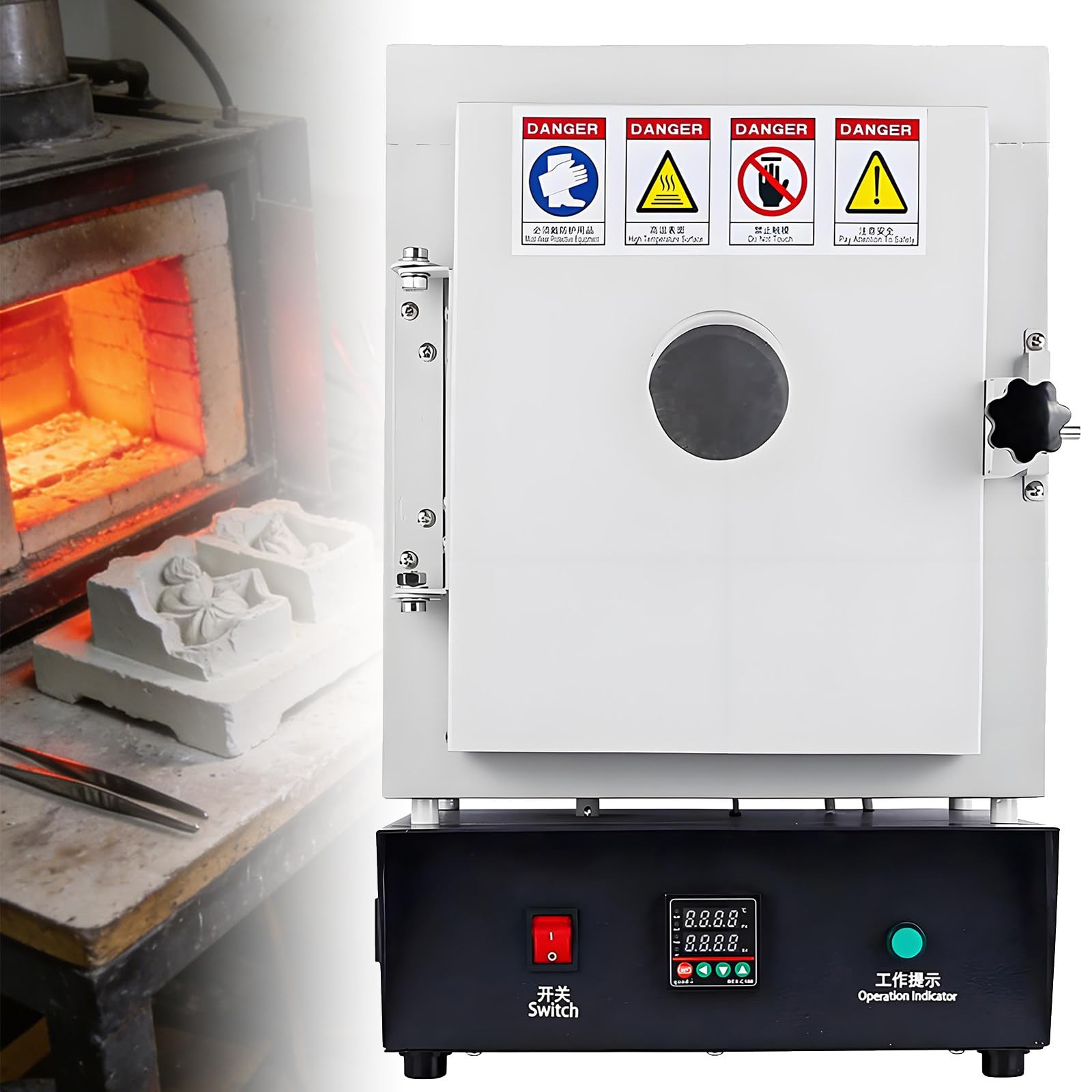 Tisch Brennofen Ton Keramik Zuhause,Keramik-Kammer,Maximale Temperatur 1150°c,Elektrischer Ofensinterofen für Gipsformsintern,Hochtemperatursintern Von Proben,Formvorwärmung,Keramik,Glasbrand