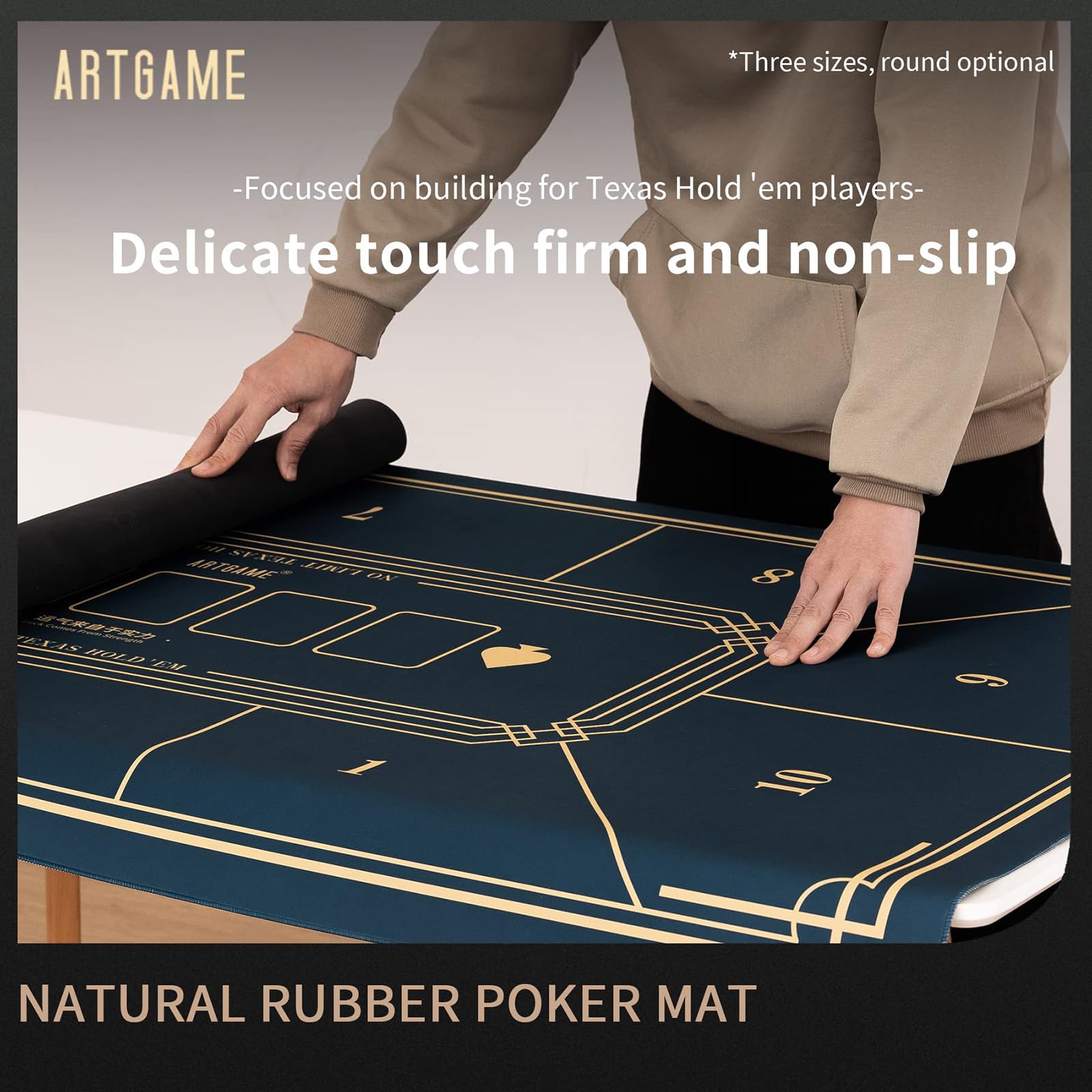 Tapis de Disposition de Table Professionnel avec Sac de Transport, Couverture de Dessus de Table de Disposition de Jeu en Caoutchouc for Les fêtes,Tapis de Poker(Blue,L)