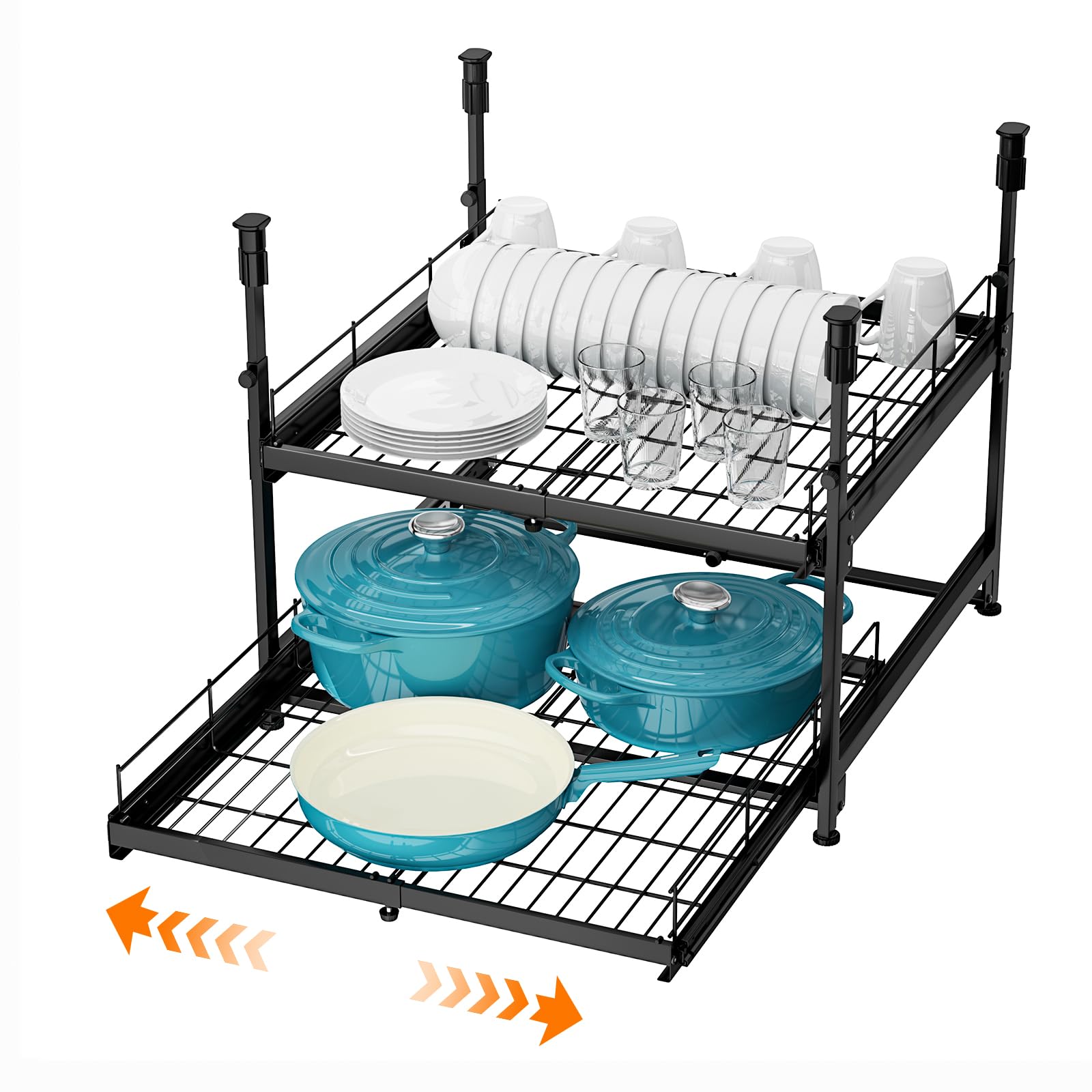 Adjustable 2-Tier Pull Out Cabinet Organizer, Expandable 13