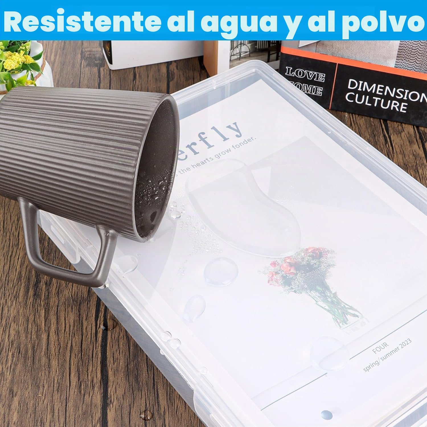 Pack de 5 Cajas Transparentes A4 para Archivo, Caja Plastico y Documentos con Cierre de Hebilla Cajas de Almacenamiento Portatiles A4 para Oficina Escuela y Hogar 32 x 23 x 5 cm