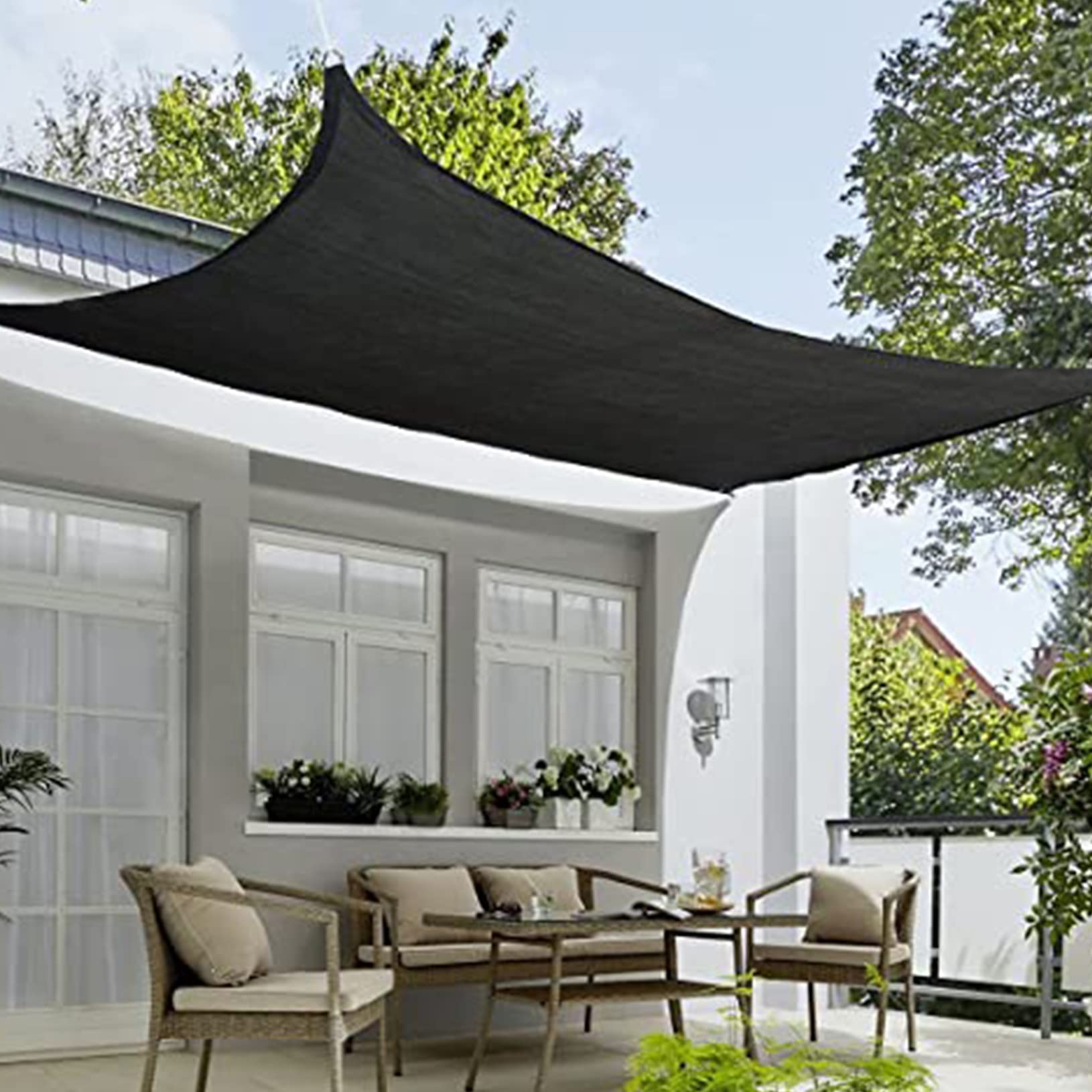 Sonnensegel, 2 x 2,5 m, UV-beständig, quadratisch, Sonnenschutz, perfekt für Outdoor, Garten, Terrasse, Party, dunkelgrauer, wasserdichter Stoff : 