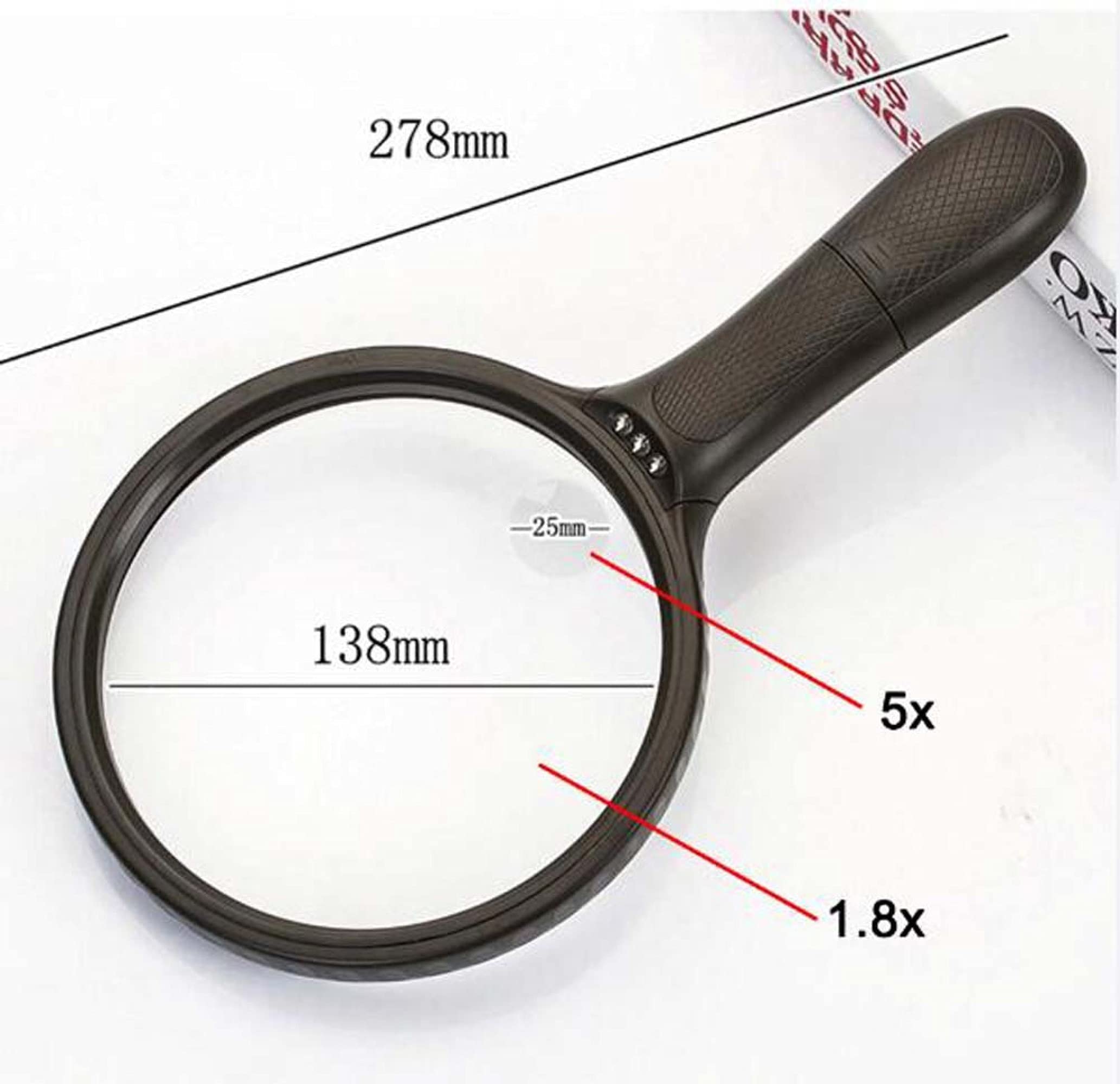 Lupa con luz, 1.8X/5X, Lupa Grande de Mano con 3 LED iluminados para Personas Mayores, Soldadura, ección, Monedas, Joyas, Anillos, Universal.