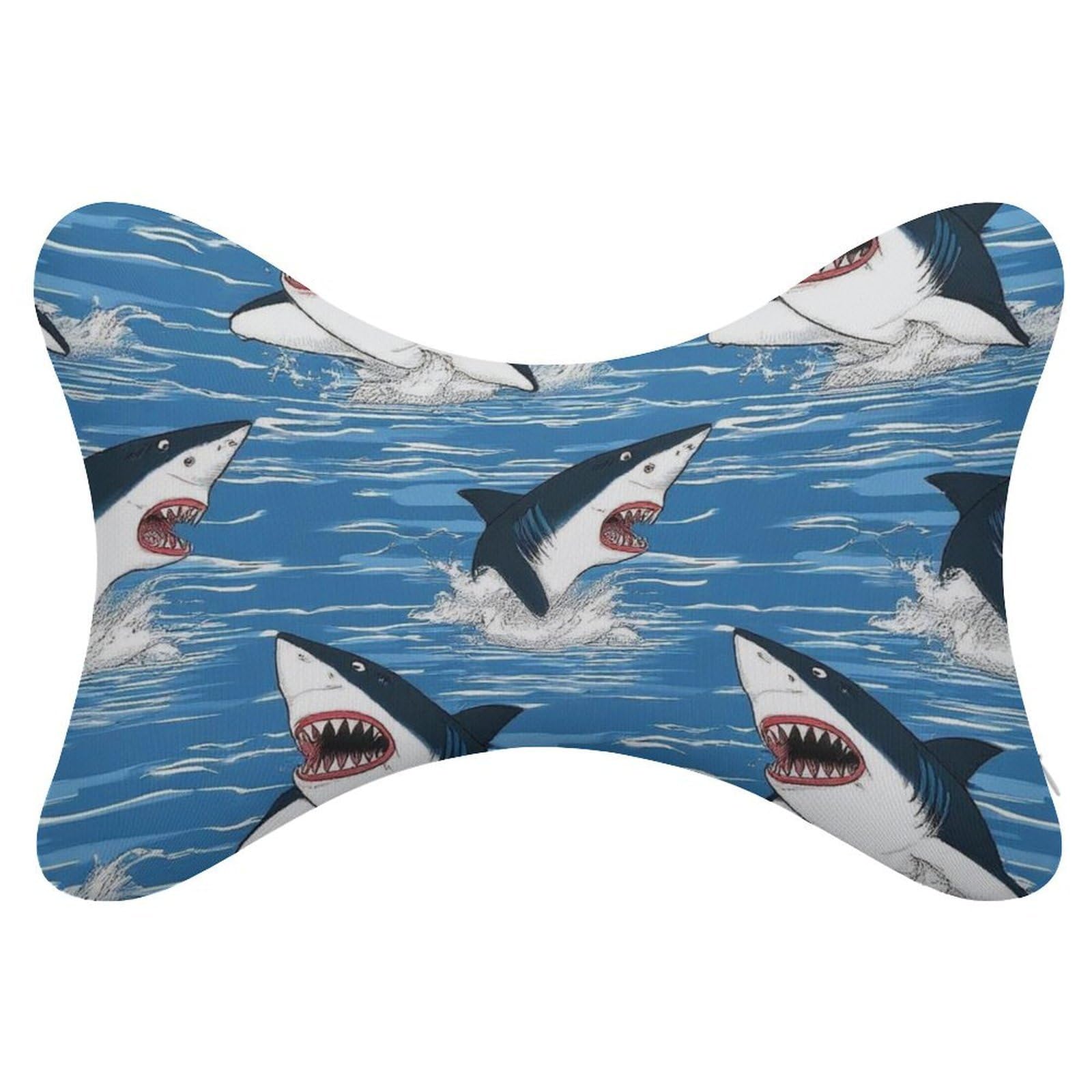 Fashion Bone Pillow Memory Foam Head Rest Support Cushion for Travel Car Seat Decor Retro Ocean Sea Sharks