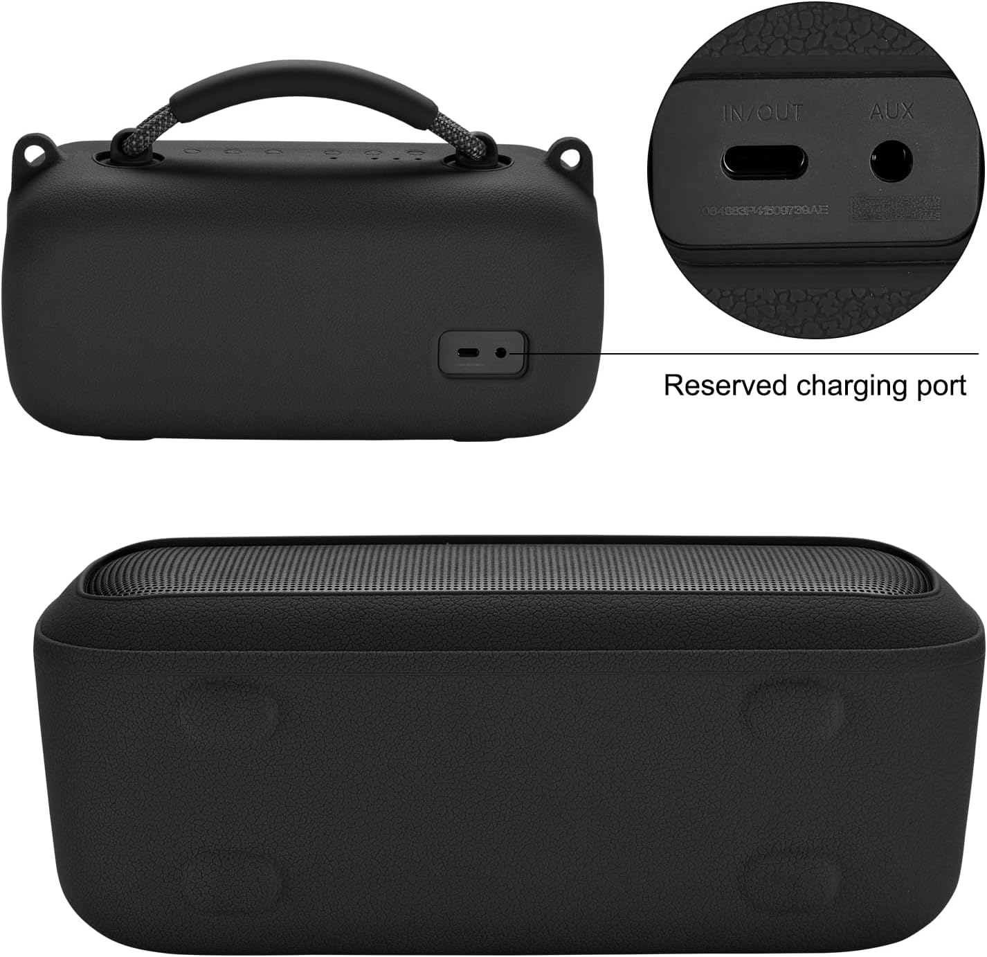 Silicone Protective Case Suitable for Bose SoundLink Max Portable Speaker, Portable Suitcase Protective Case with Shoulder Strap Protective Case Wireless Speaker Accessories (Black) - Image 5