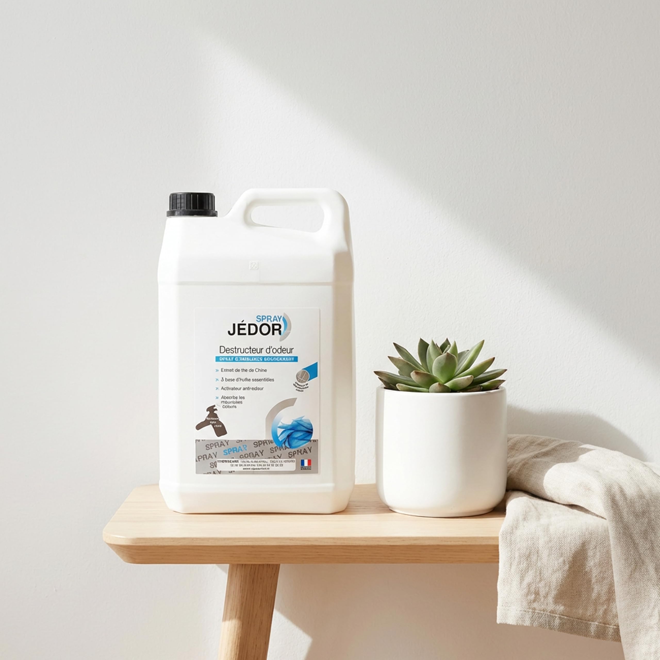 Jedor Destructeur d'Odeur Bidon 5L – Désodorisant Maison à Base d'Huiles Essentielles - Anti Odeur Efficace - Neutralise les Mauvaises Odeurs & Parfume l'Air - Grand Format Économique - Made in France