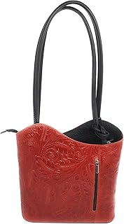 Borsa a Spalla da Donna Stampa Struzzo in Vera Pelle Made in Italy 28x30x9 Cm