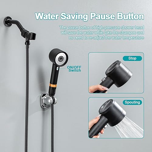 Miniatura 5 de Cabezal de ducha de alta presión con filtros, cabezal de ducha filtrado de mano con interruptor de encendido/apagado, manguera extra larga de 79